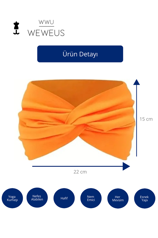 WeWeus Turuncu Düz Premium Kadın Saç Bandı