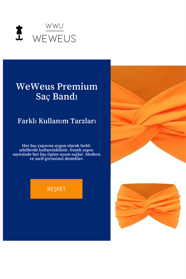 WeWeus Turuncu Düz Premium Kadın Saç Bandı