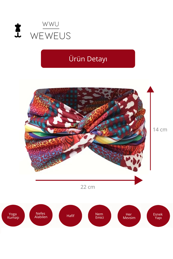 WeWeus Turuncu Leopar Gökkuşağı Desen  Kadın Saç Bandı