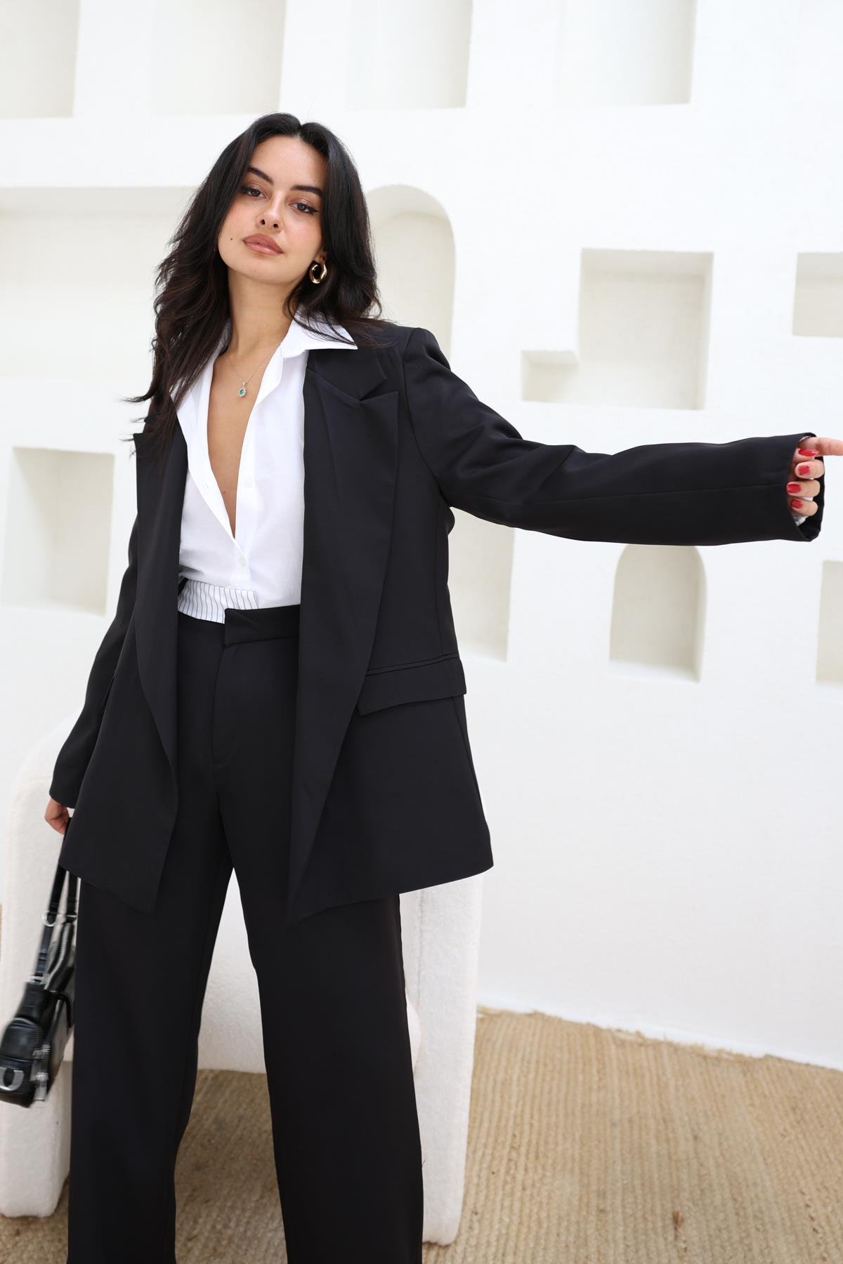 Astar Detaylı Blazer Ceket Siyah