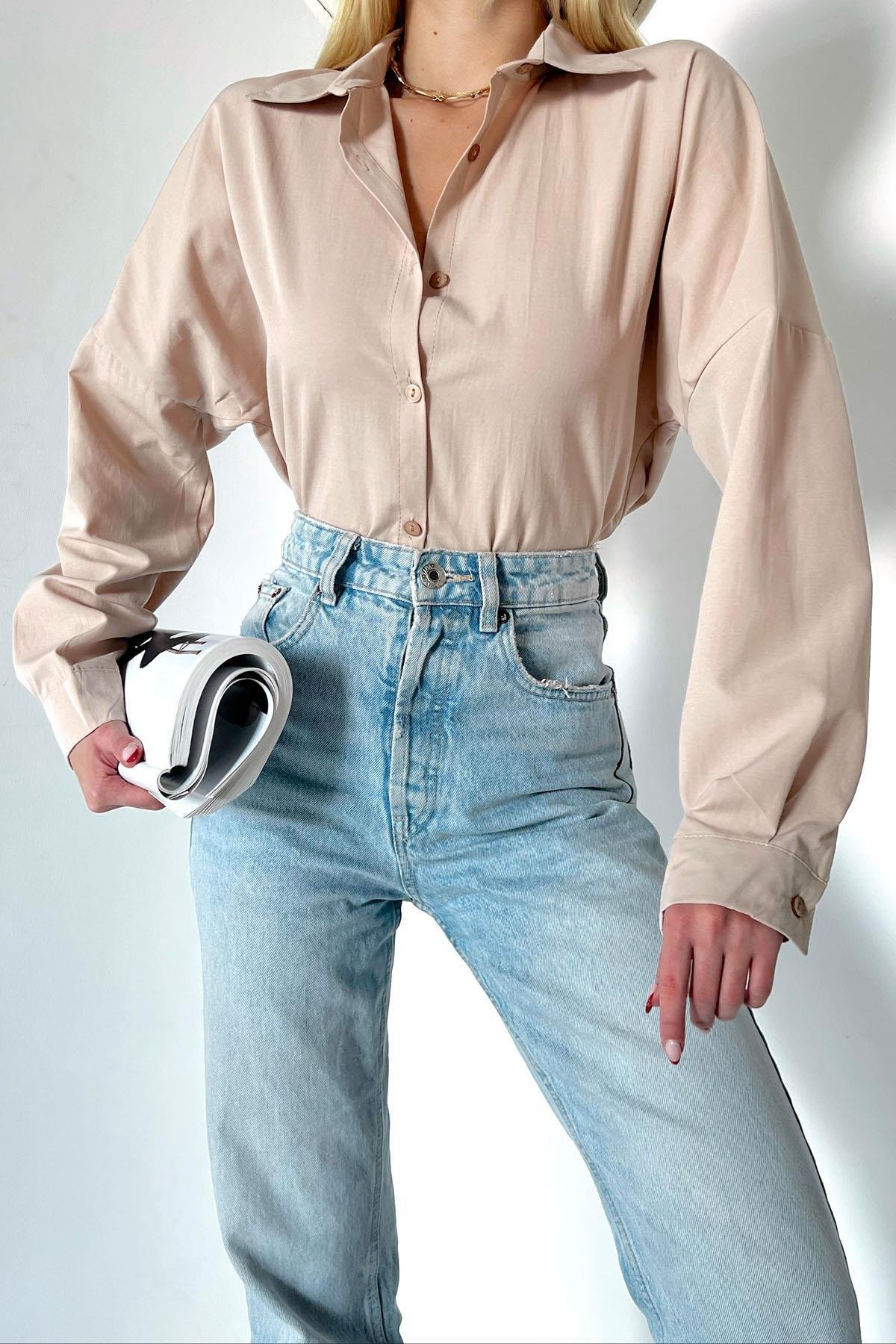 Basic Poplin Gömlek Taş