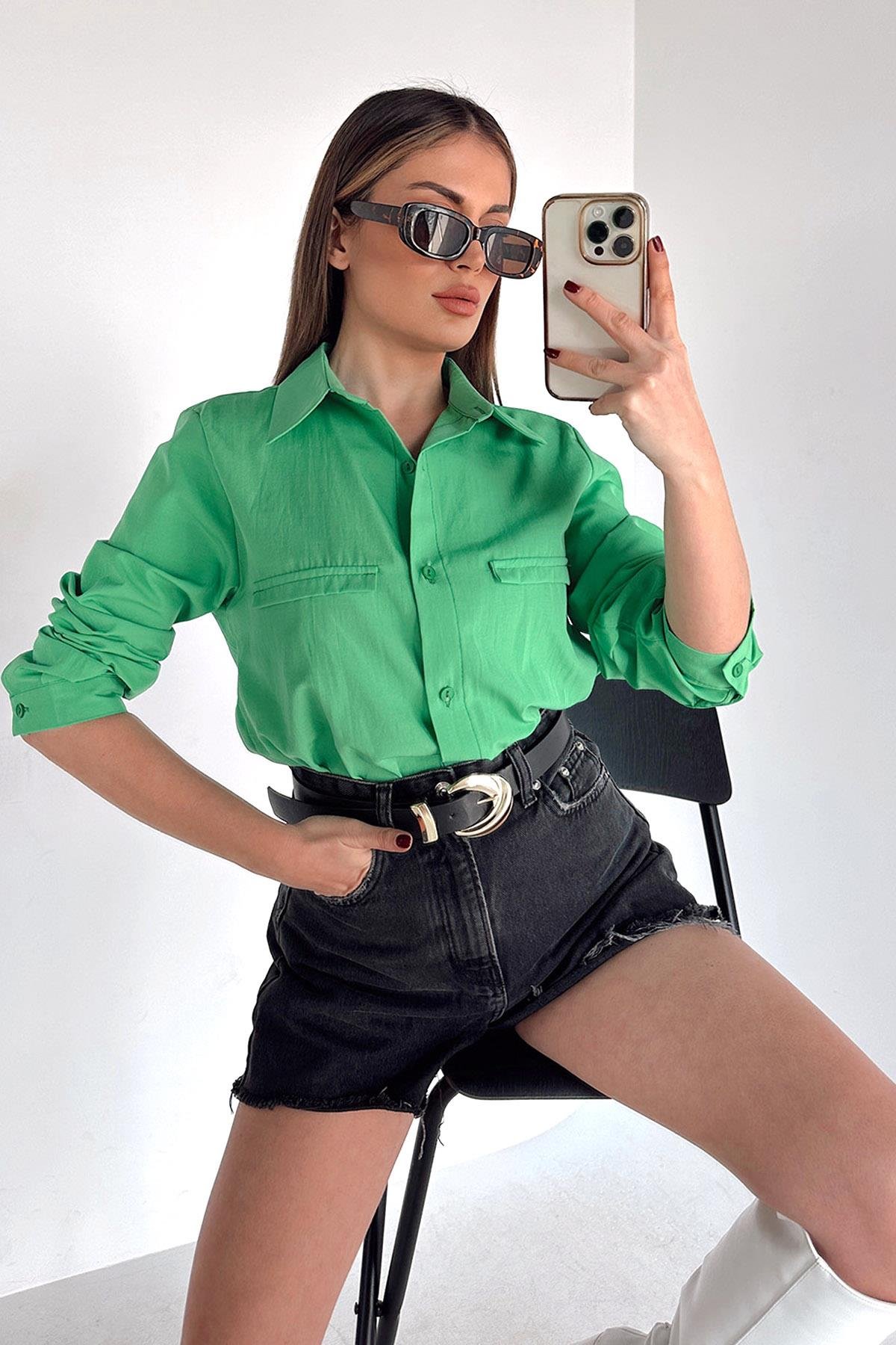 Ornamental Pocket Shirt B.Green