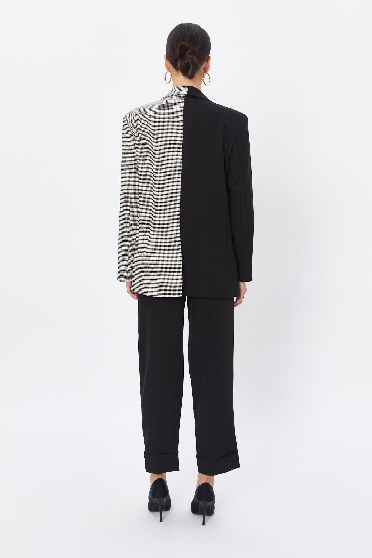 Toptan Çift Renk Blazer Ceket Siyah