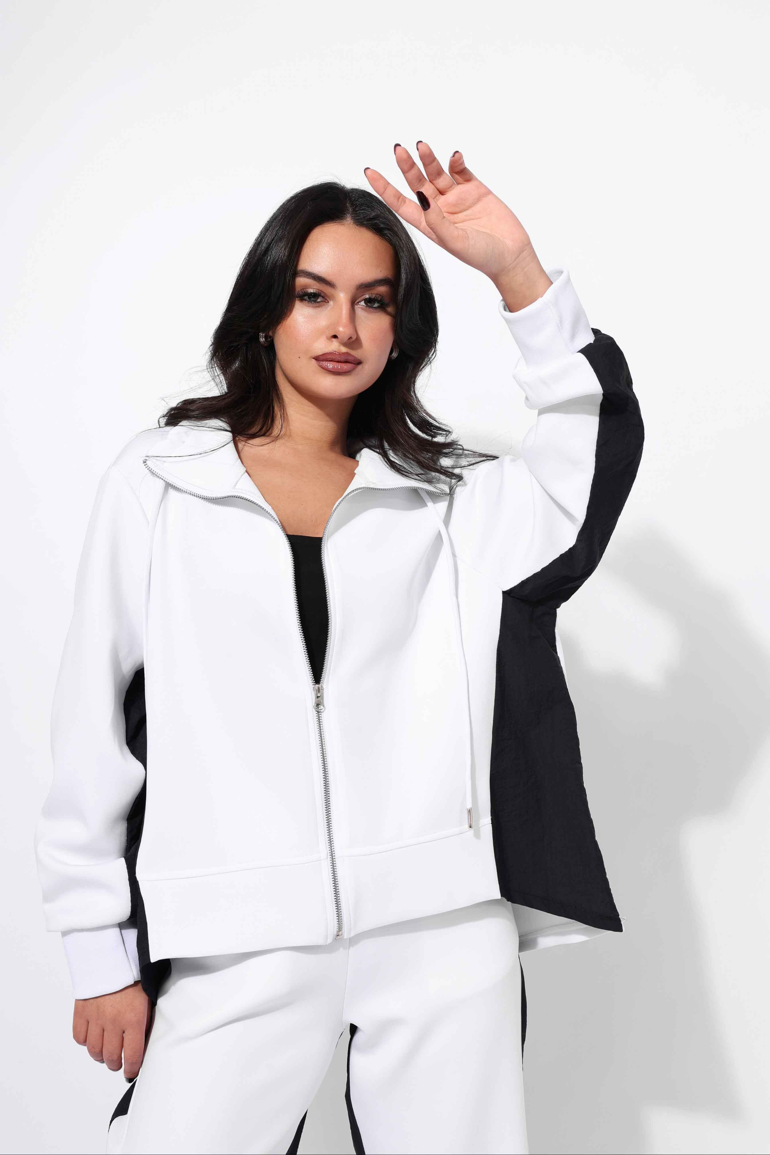 Duo Parçalı Sweat Beyaz Siyah