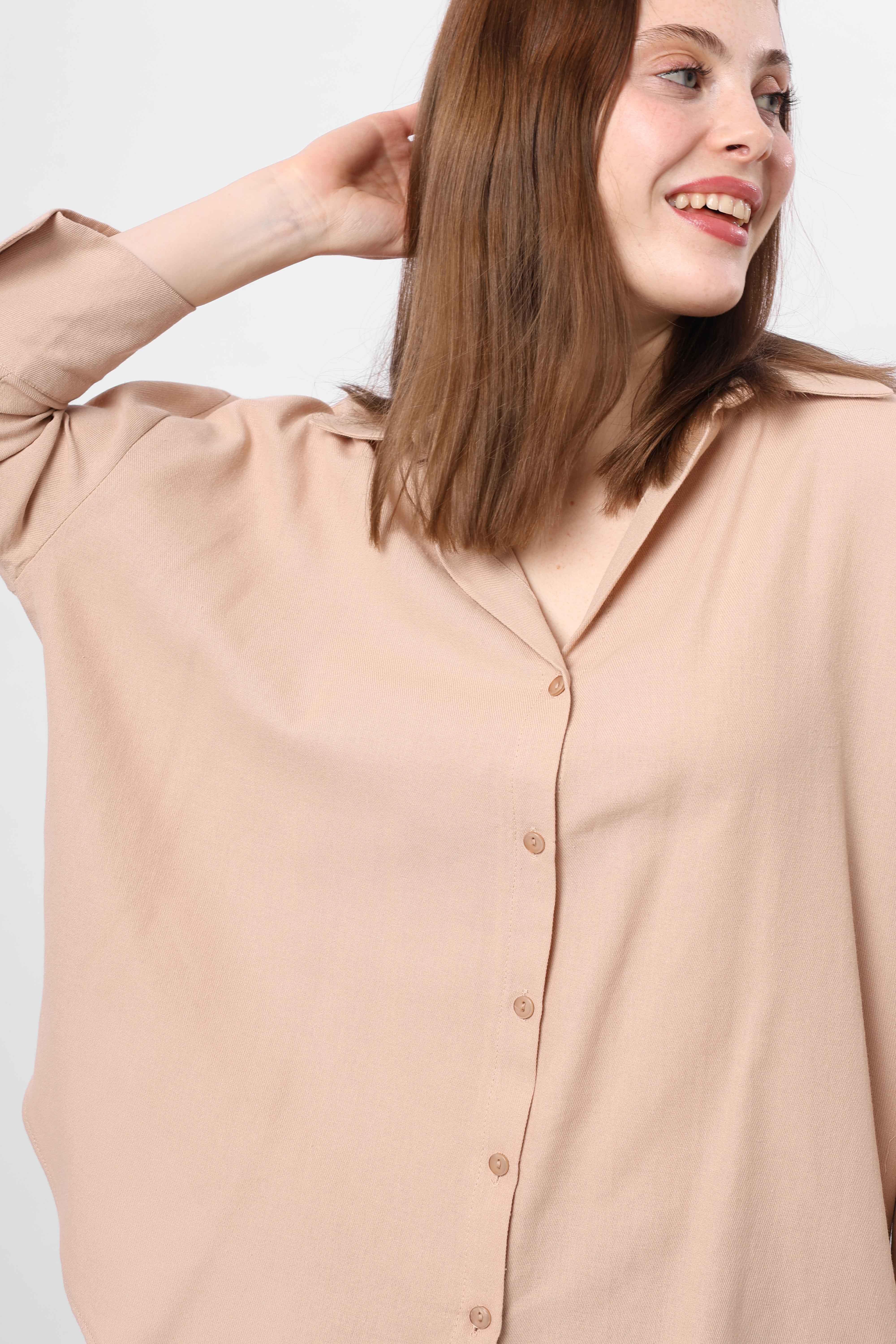 Toptan Basic Salaş Gömlek Bej