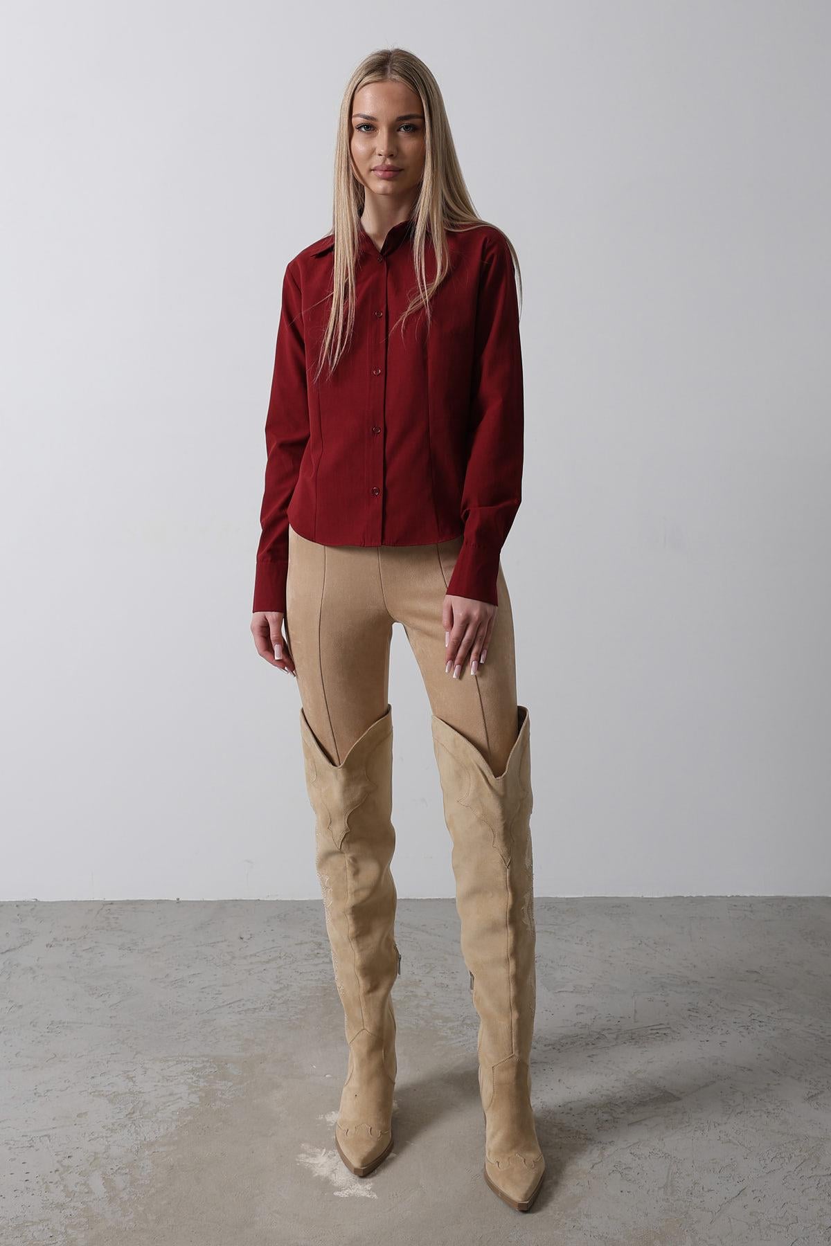 Basic Gömlek - Bordo
