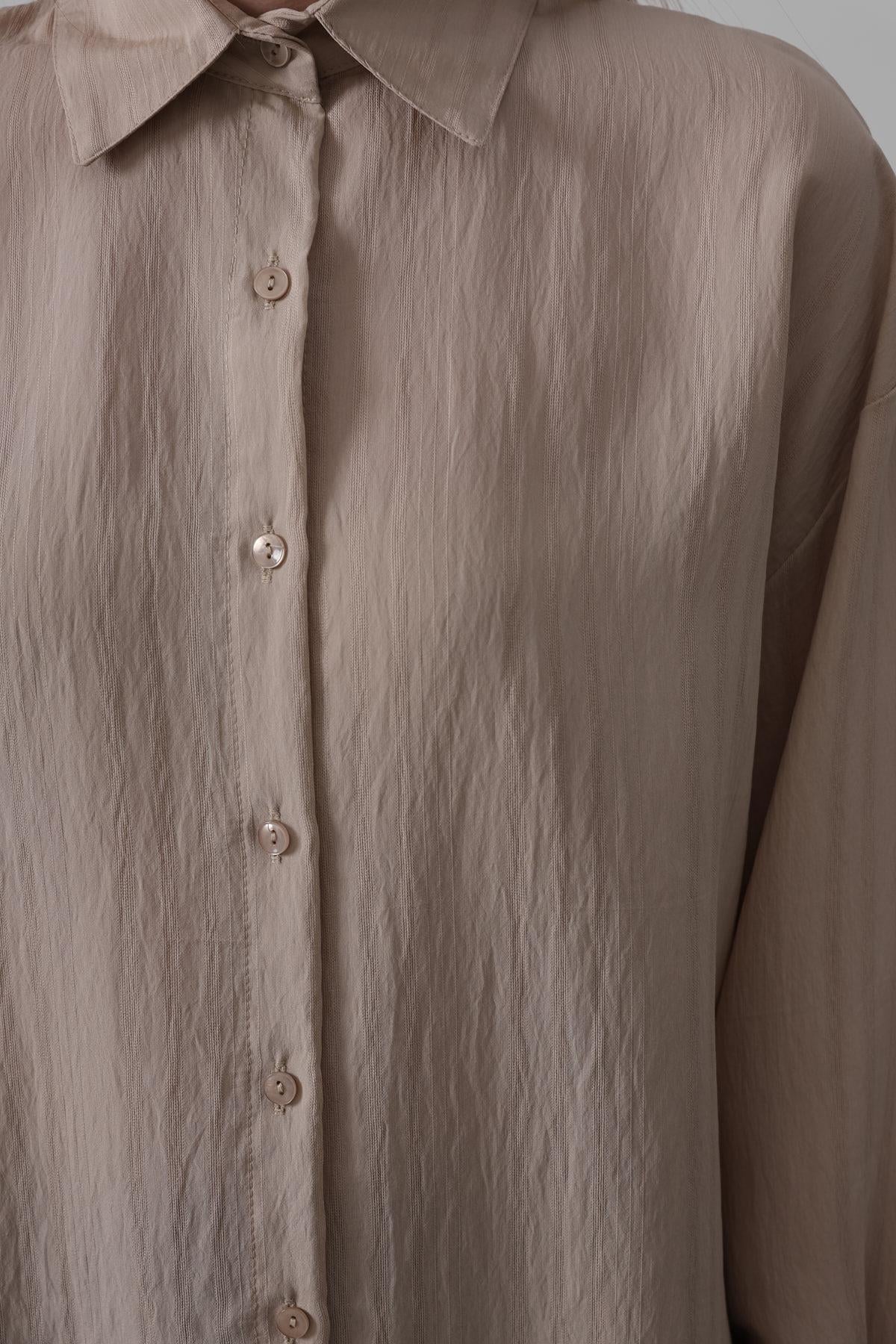 Basic Oversize Gömlek - Bej