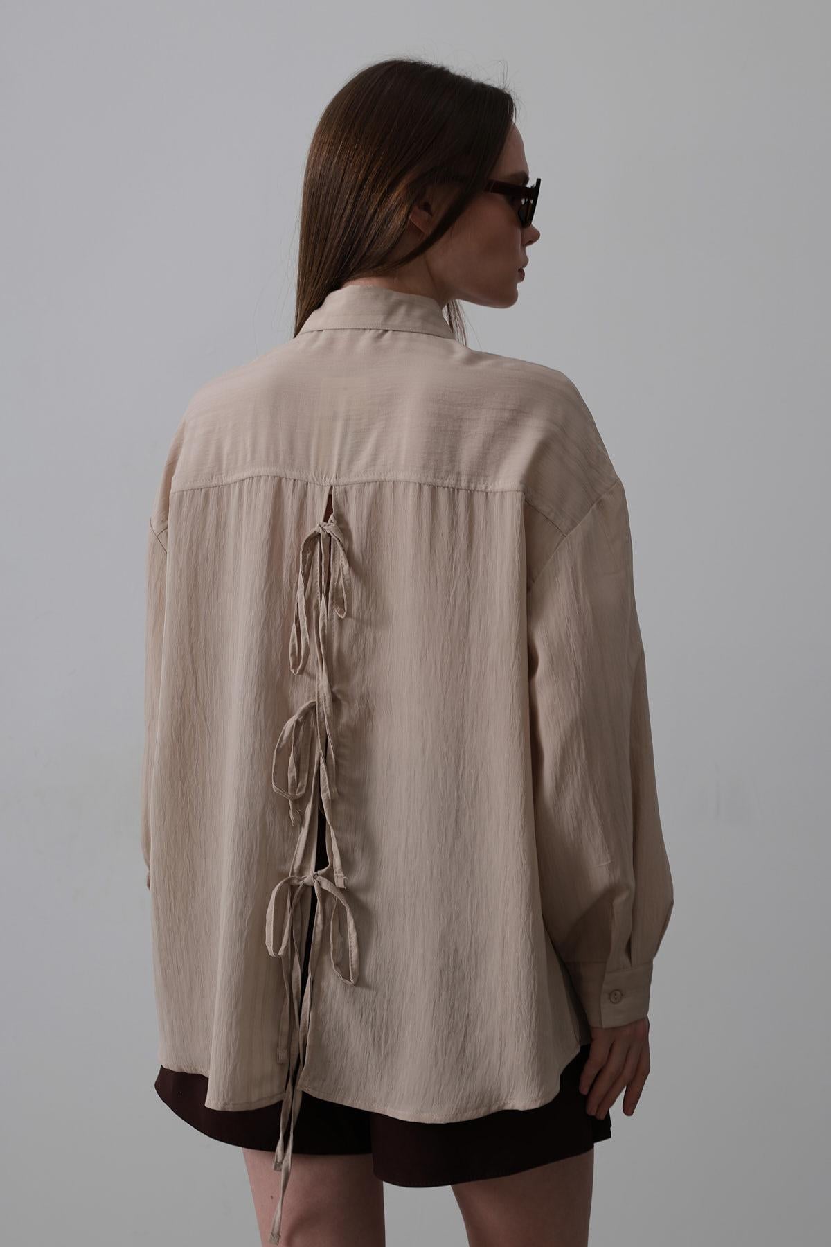 Basic Oversize Gömlek - Bej