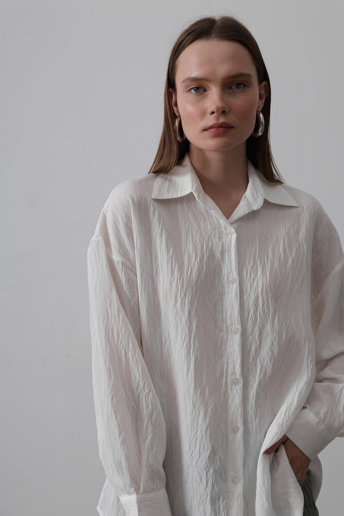 Basic Oversize Gömlek - Beyaz