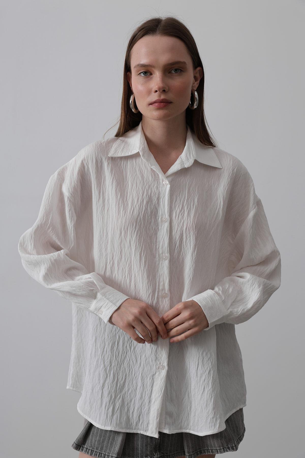 Basic Oversize Gömlek - Beyaz