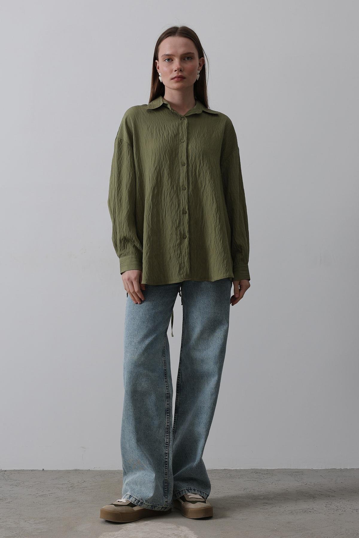 Basic Oversize Gömlek - Haki
