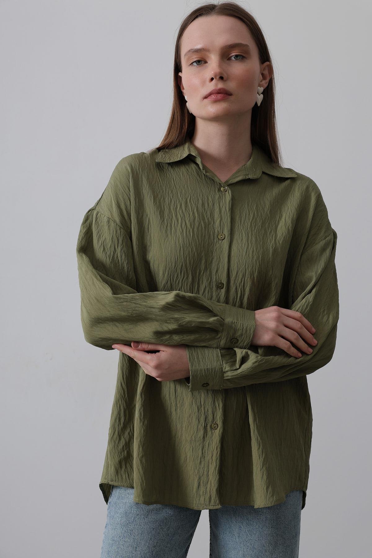 Basic Oversize Gömlek - Haki