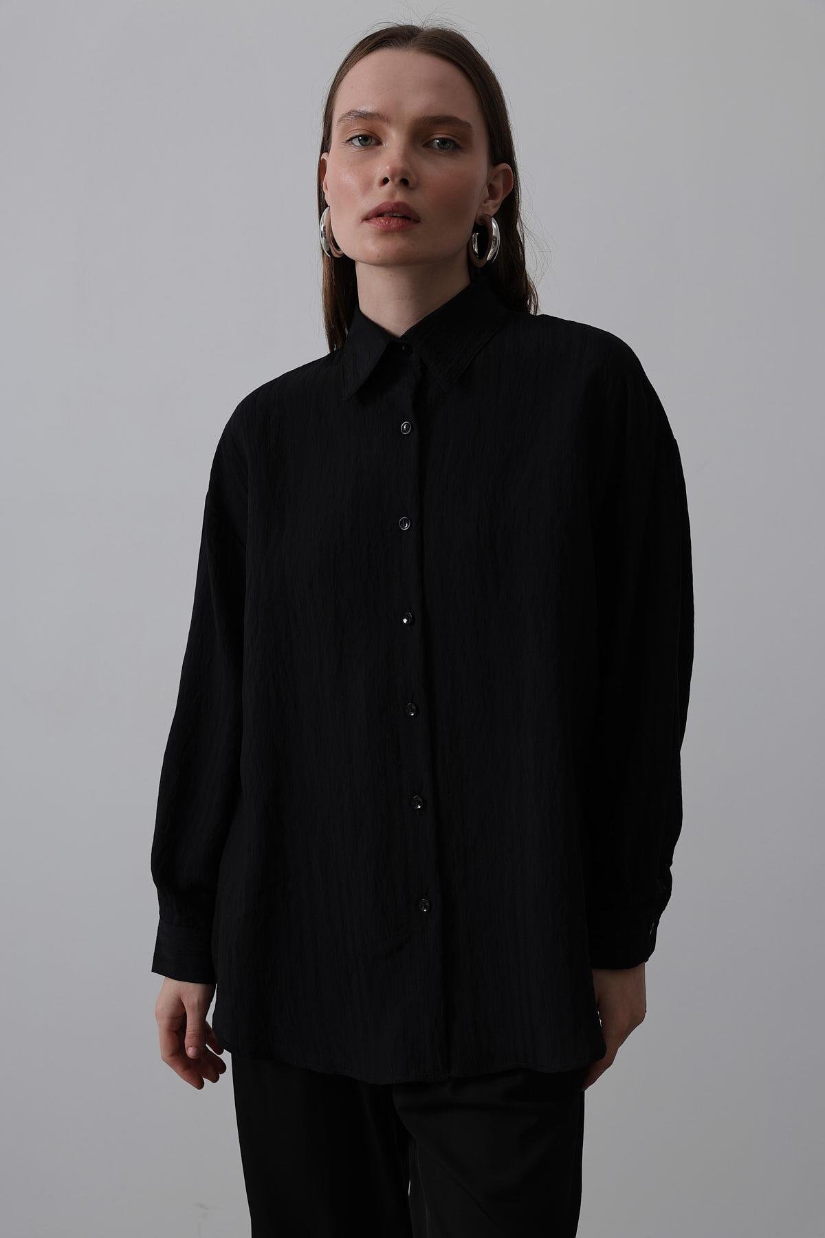 Basic Oversize Gömlek - Siyah