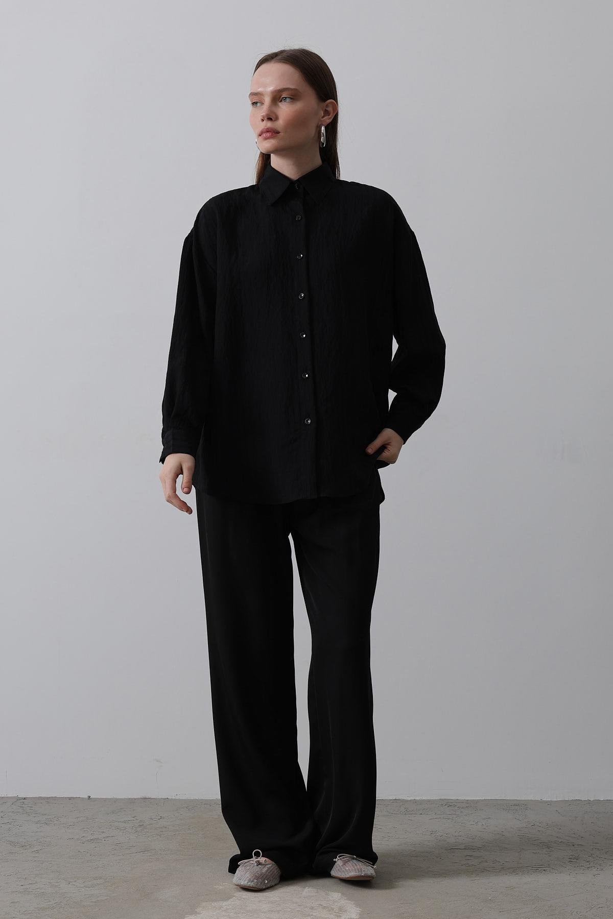 Basic Oversize Gömlek - Siyah