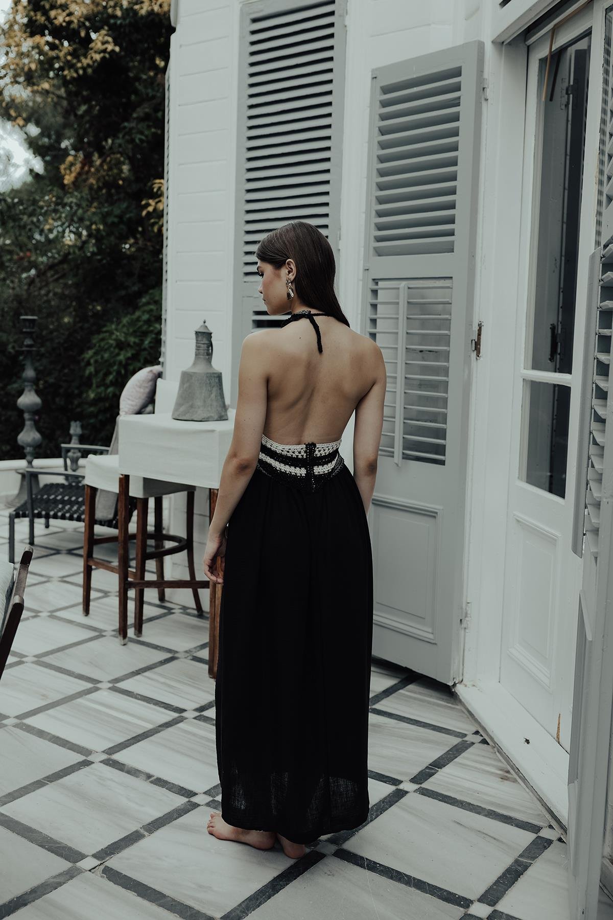Dantelli Elbise - Siyah