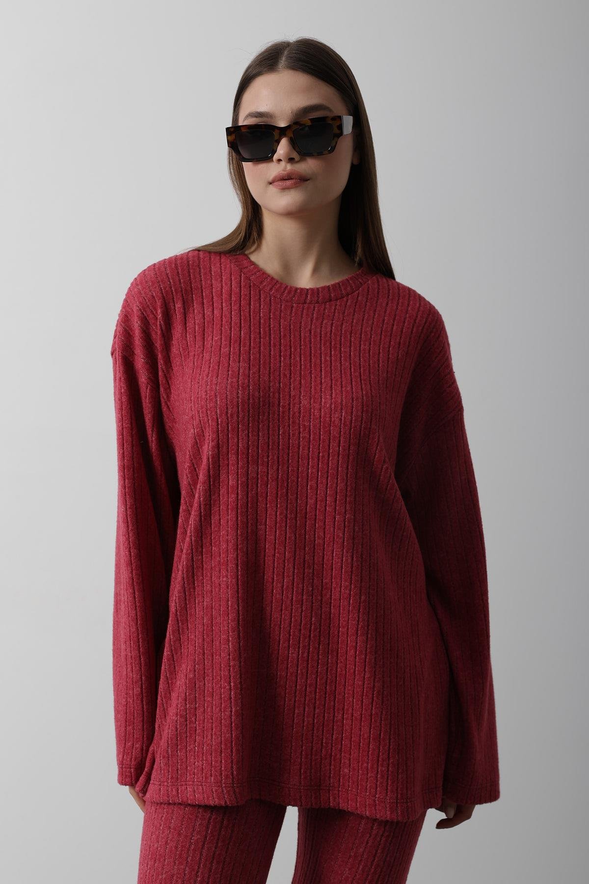 Düz Basic Örme Takım - Kırmızı