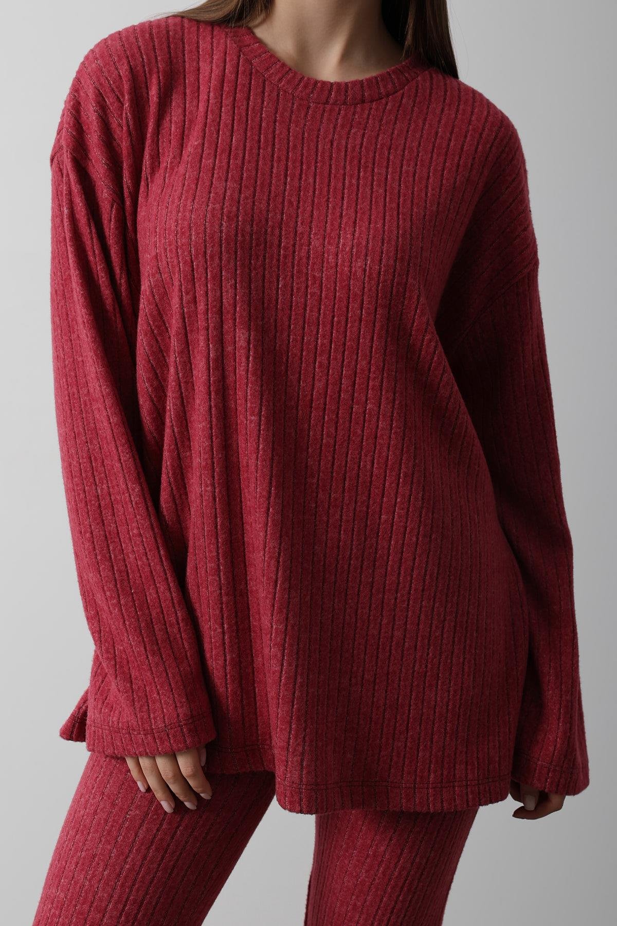 Düz Basic Örme Takım - Kırmızı