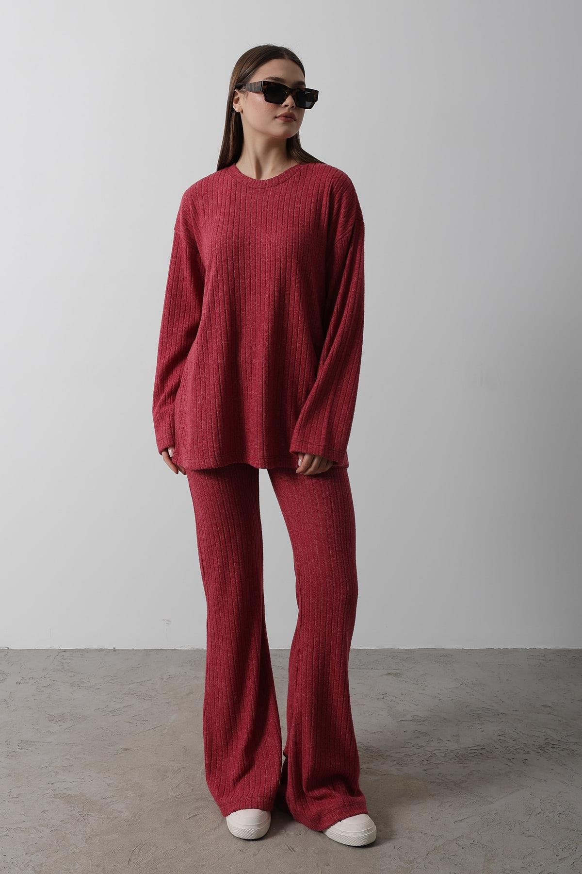 Düz Basic Örme Takım - Kırmızı
