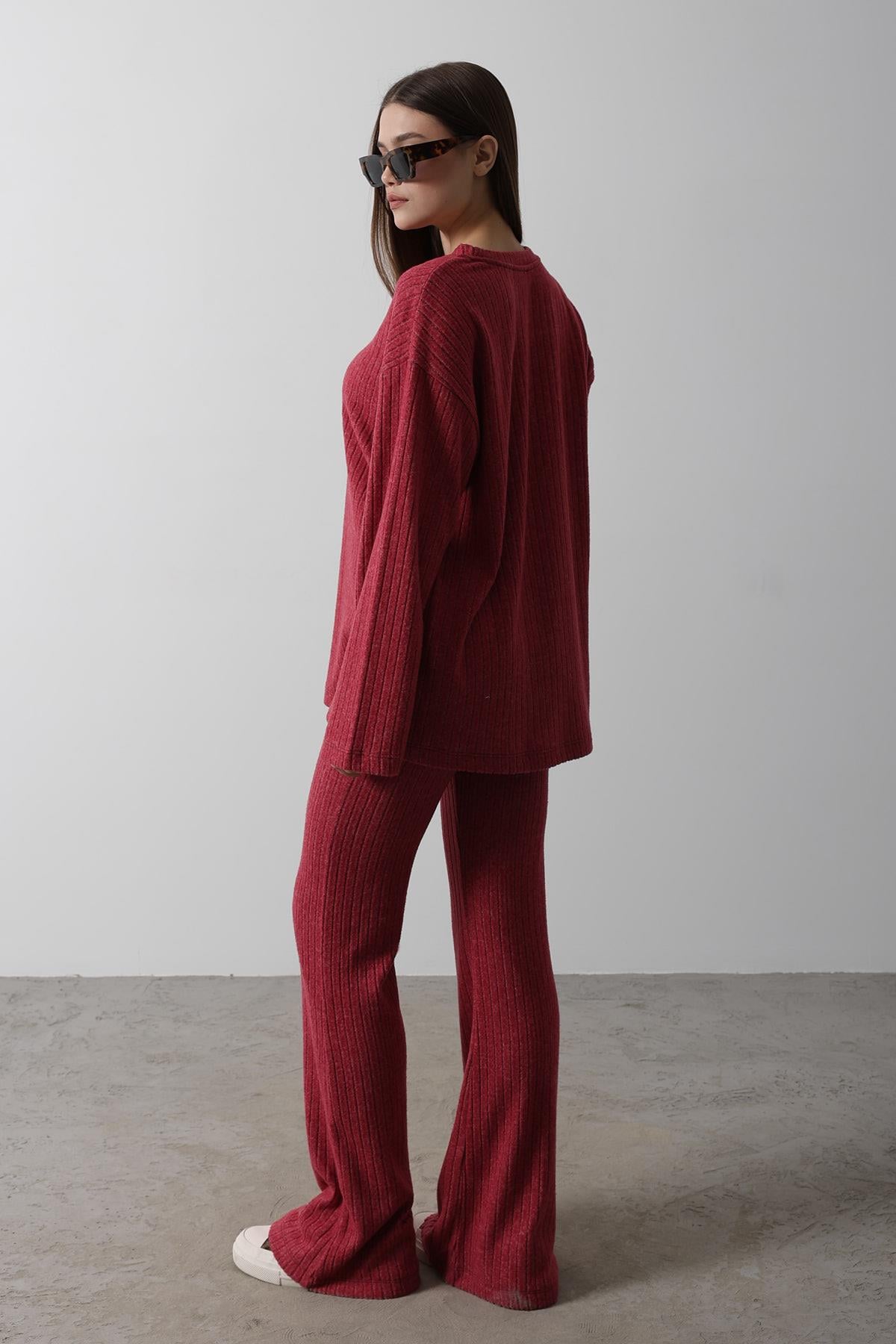 Düz Basic Örme Takım - Kırmızı