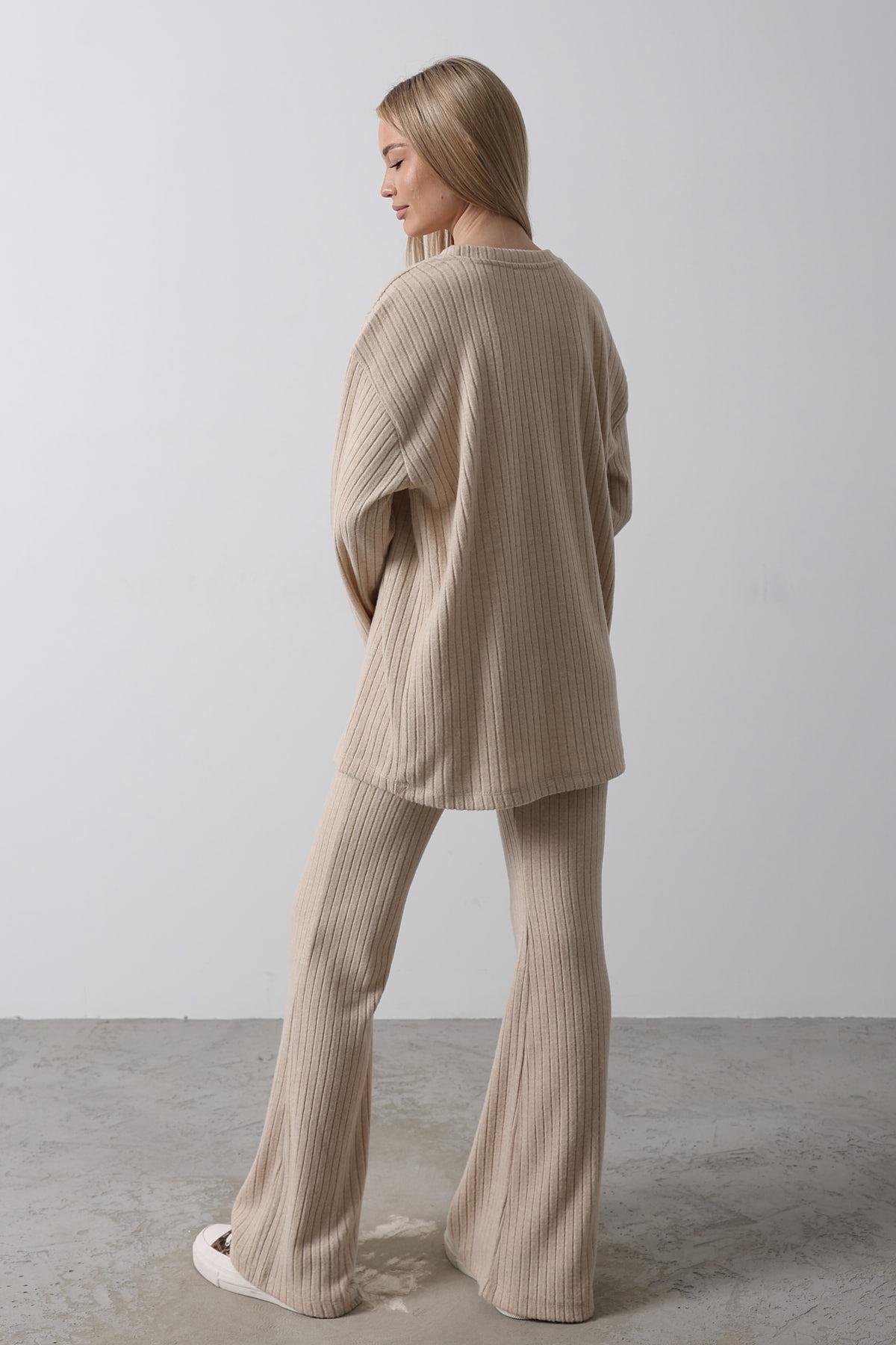 Düz Basic Örme Takım - Krem