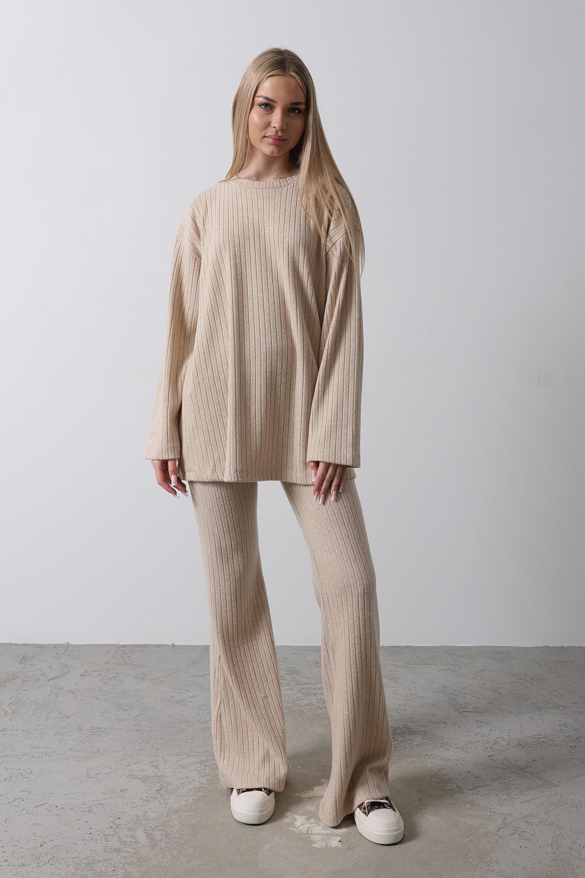 Düz Basic Örme Takım - Krem