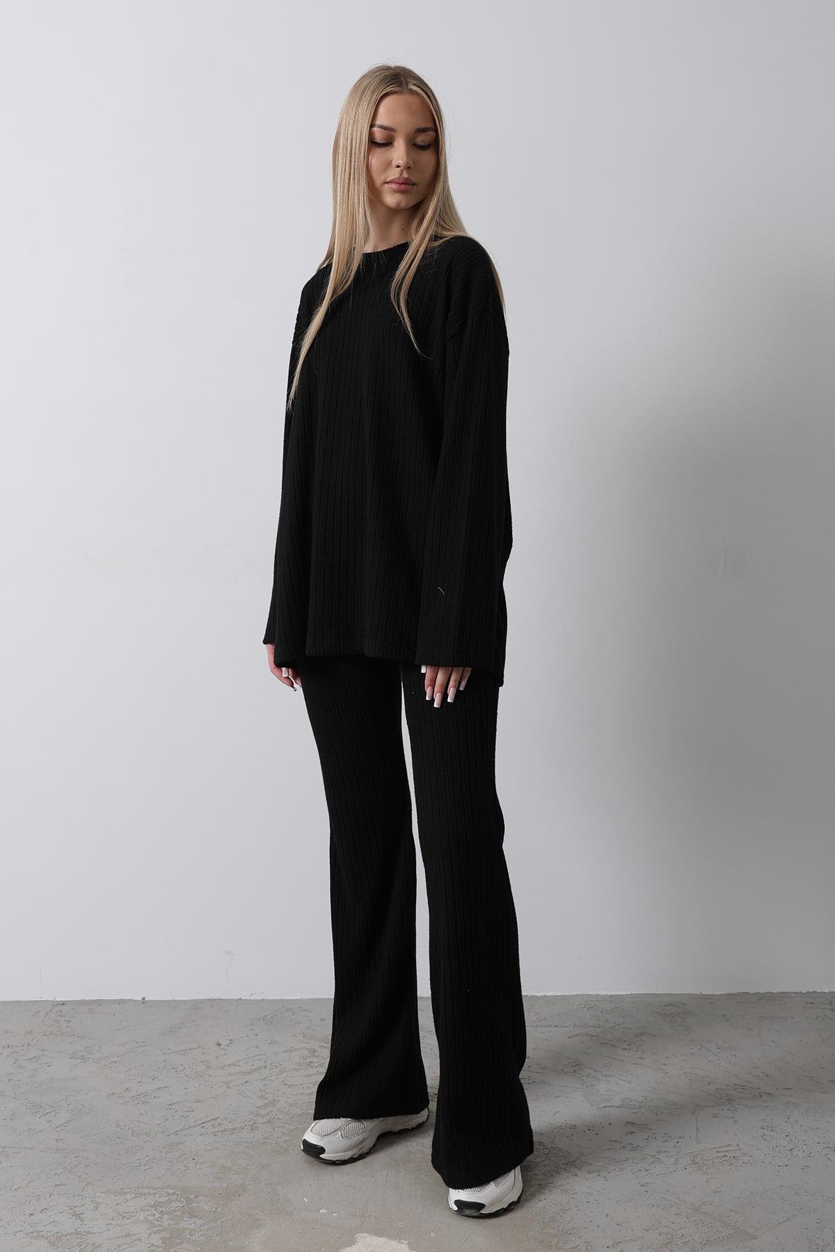 Düz Basic Örme Takım - Siyah