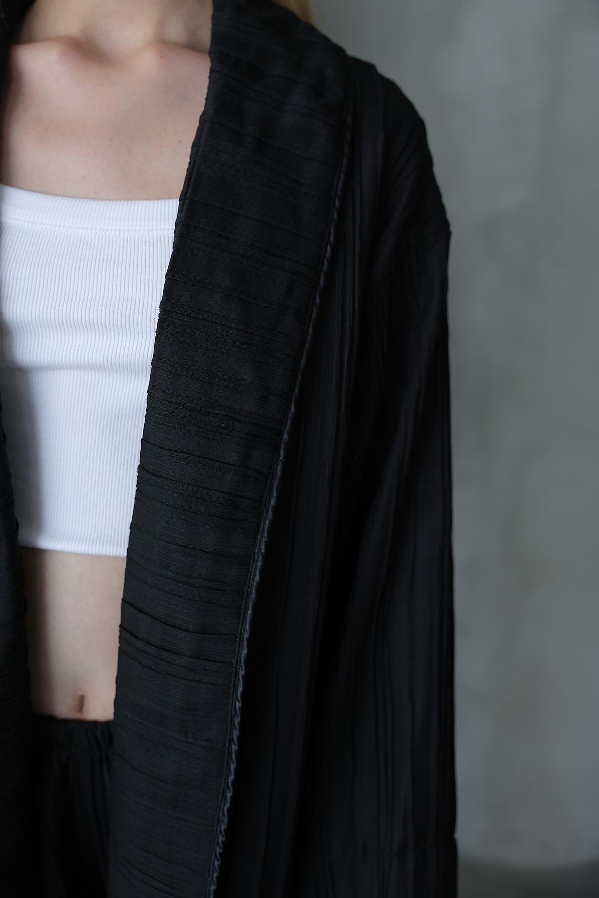 Pliseli Kimono - Siyah