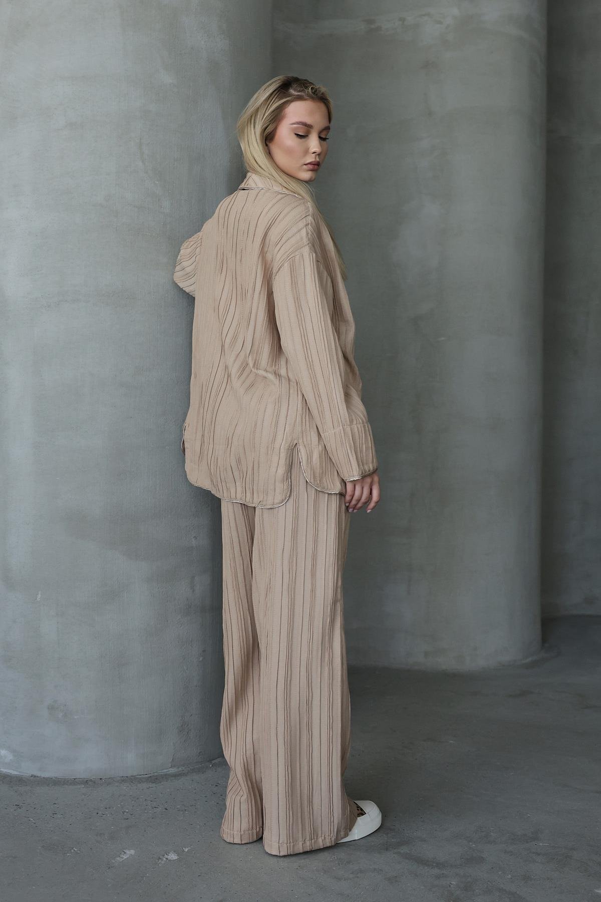 Pliseli Kimono - Taş