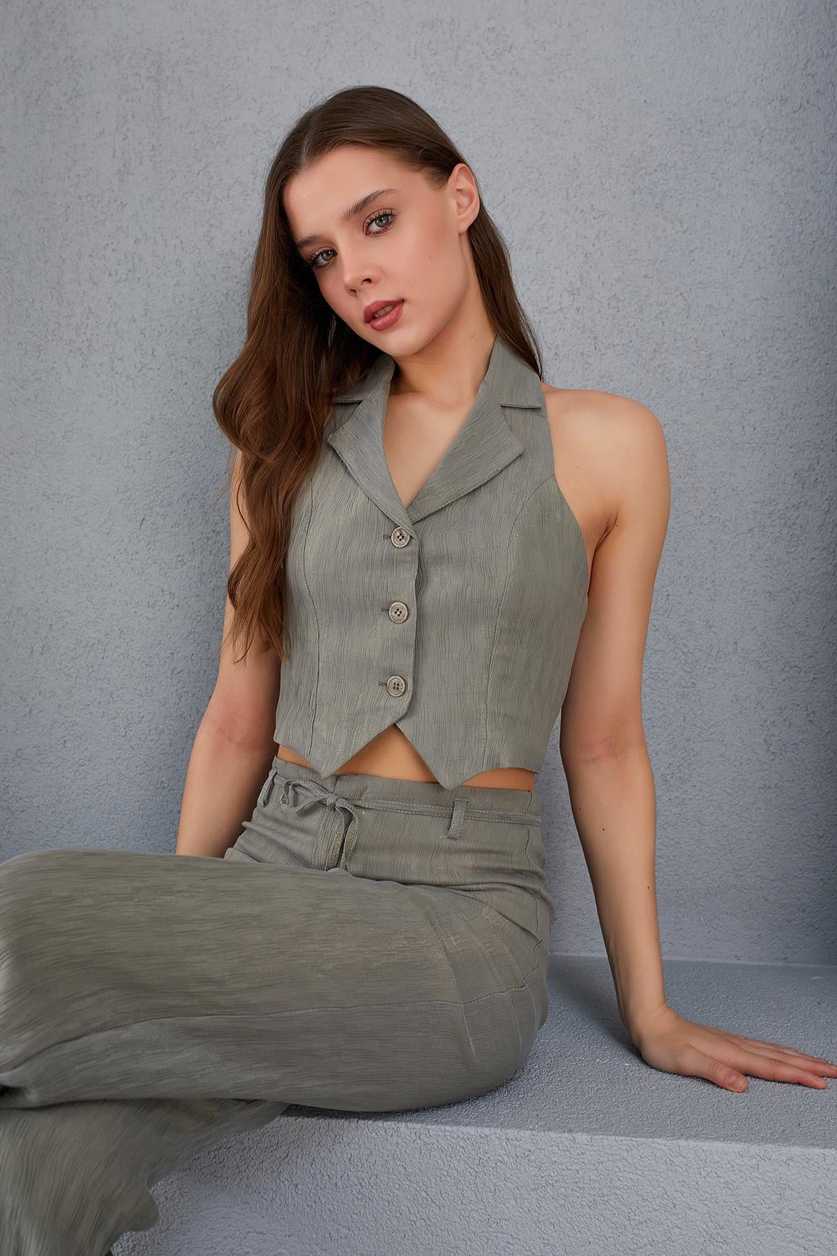 PLİSELİ YELEK - HAKİ