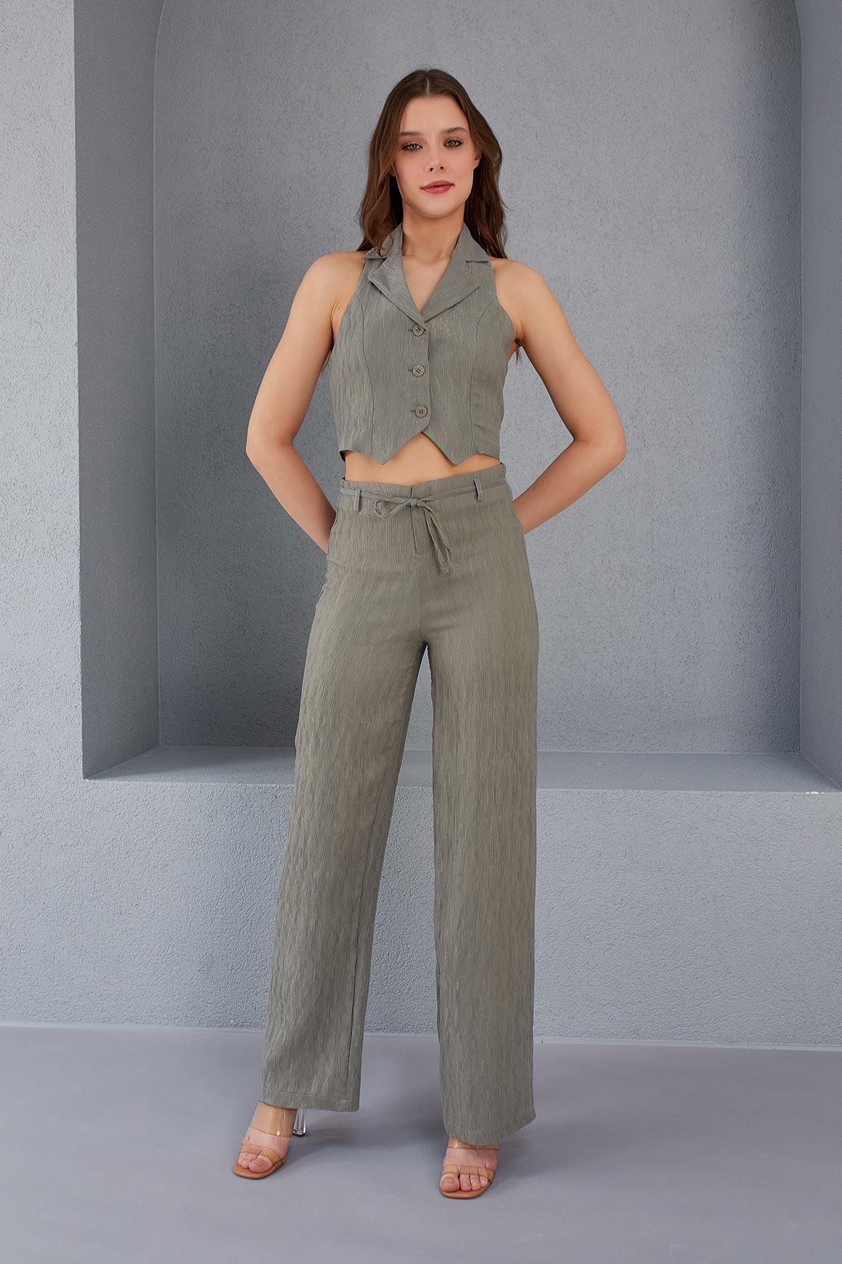 PLİSELİ YELEK - HAKİ