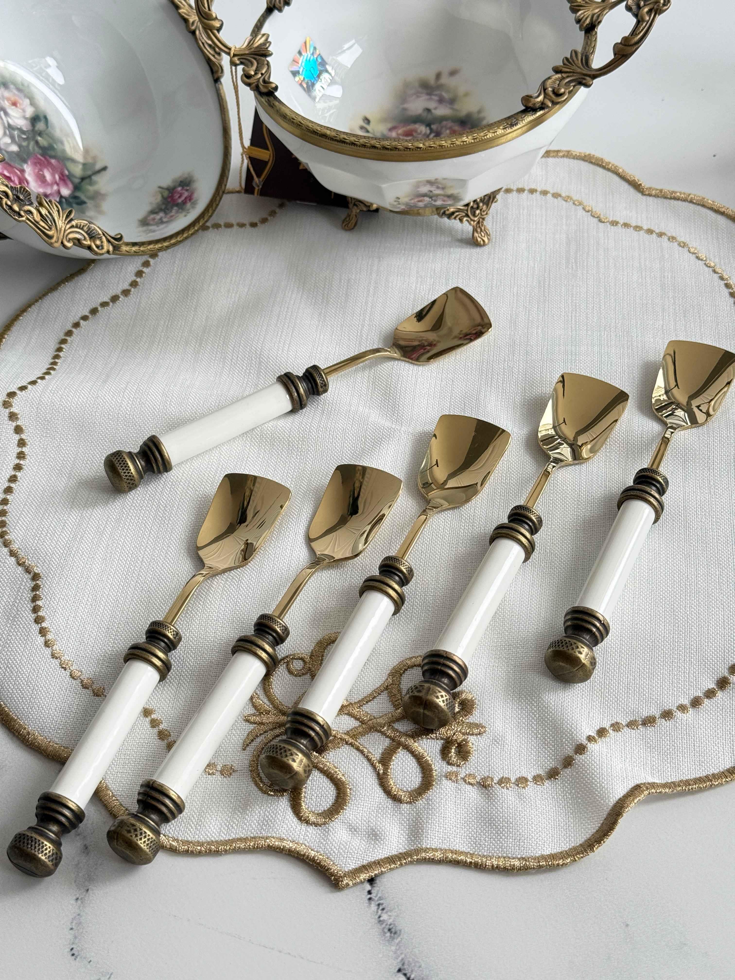 Antique Mat Gold Dondurma Kaşık 6'Lı