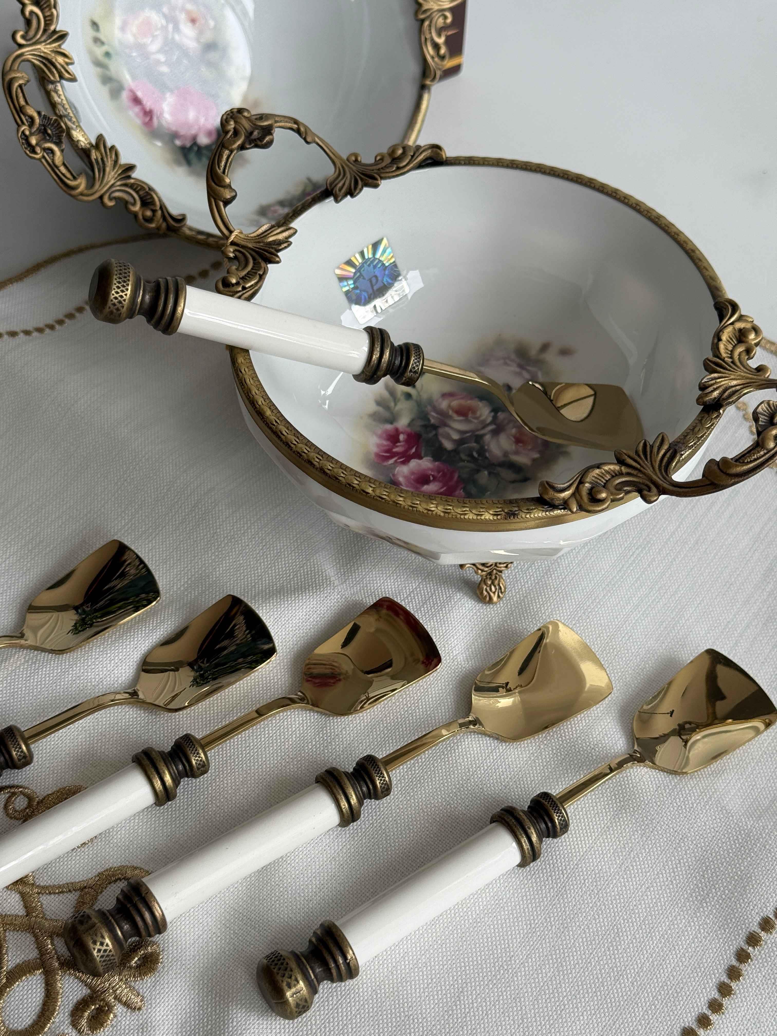 Antique Mat Gold Dondurma Kaşık 6'Lı