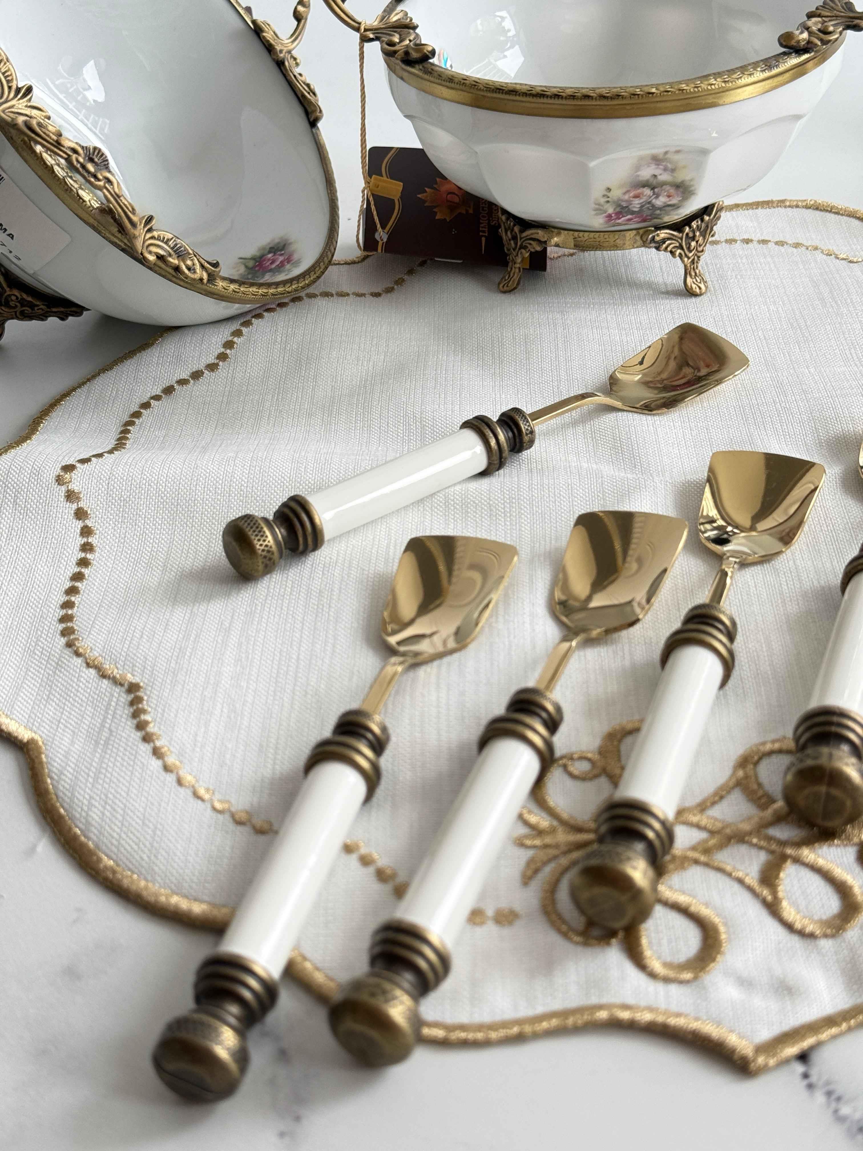 Antique Mat Gold Dondurma Kaşık 6'Lı