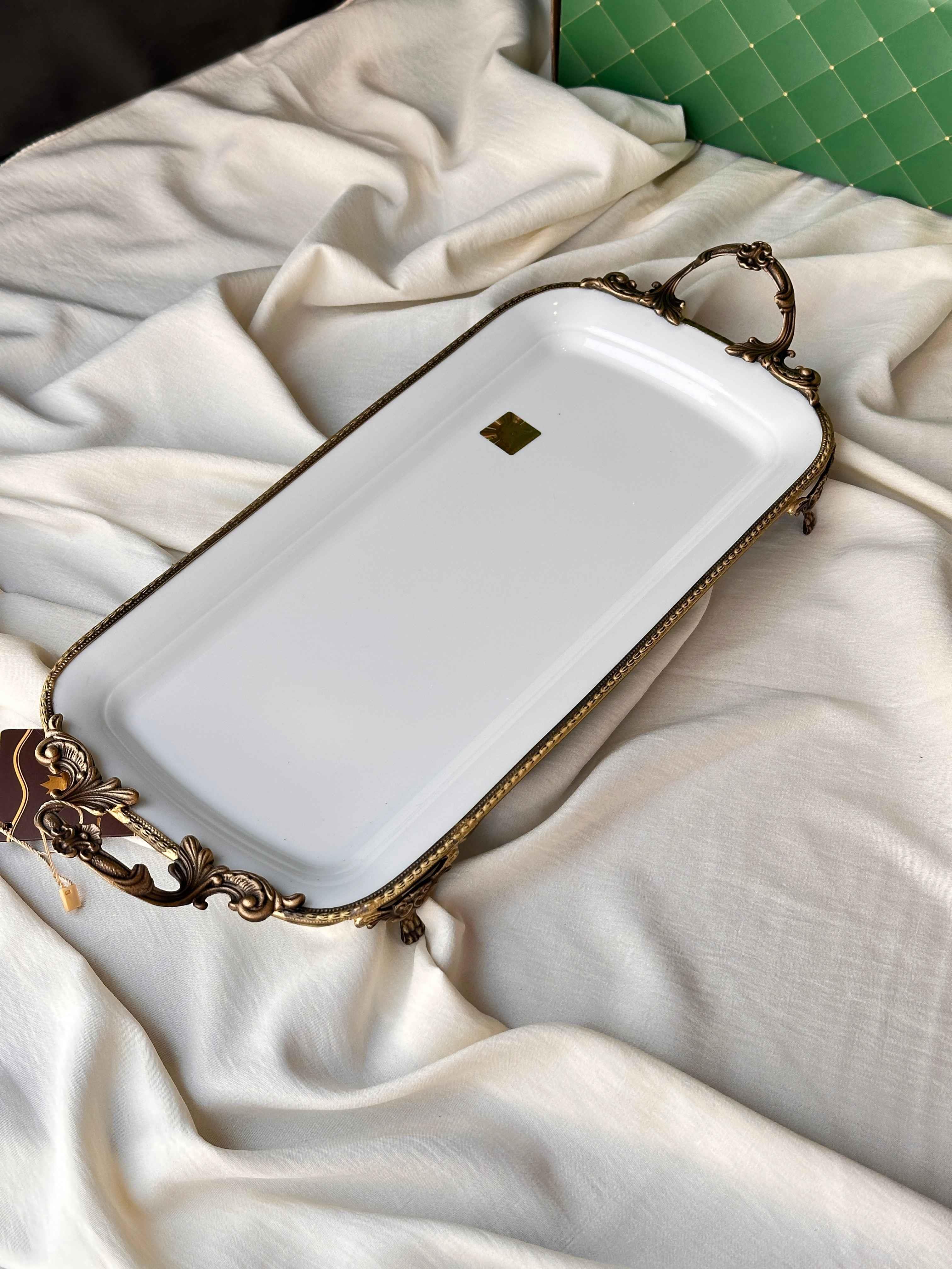 Antique White Kulplu Dikdörtgen Tabak