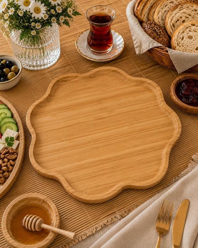 Bambu Pappi Çiçek Servis Tabak 28 Cm