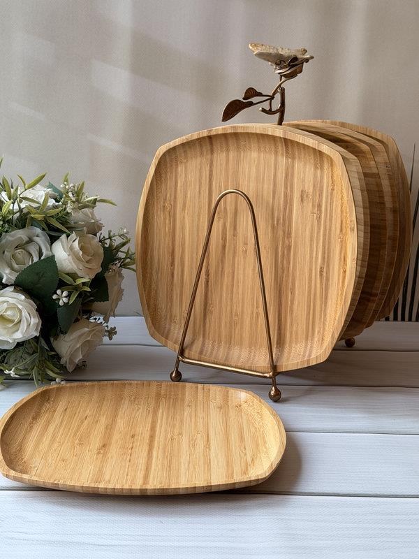Bambu Penne Kare Servis Tabak 6'lı 25 Cm