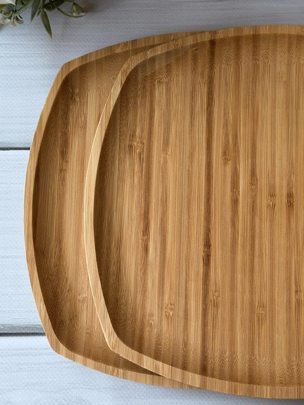 Bambu Penne Kare Servis Tabak 6'lı 25 Cm