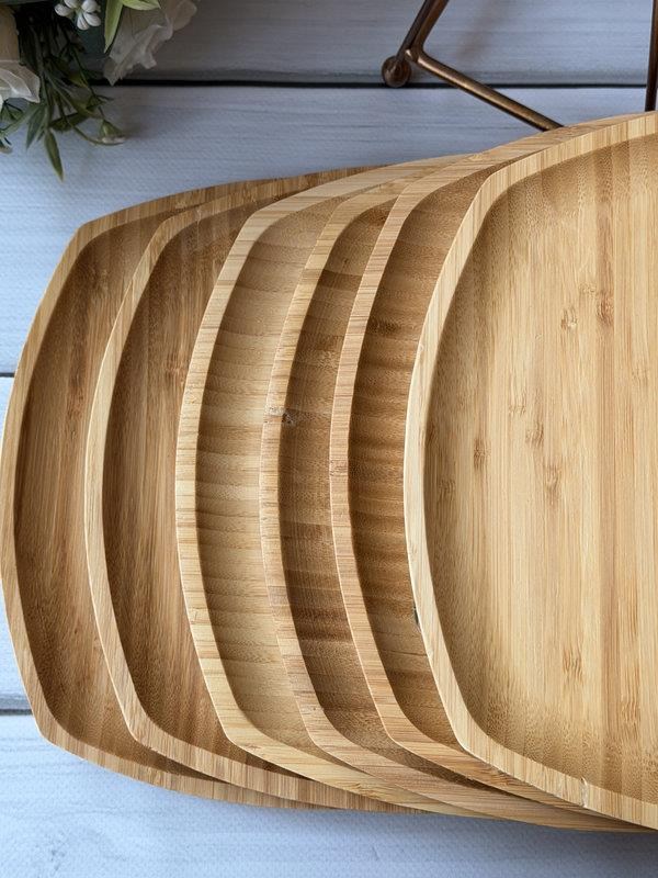 Bambu Penne Kare Servis Tabak 6'lı 25 Cm