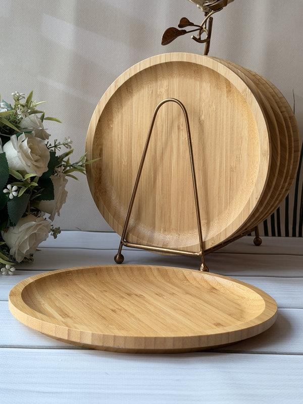 Bambu Penne Yuvarlak Servis Tabak 6'lı 25 Cm