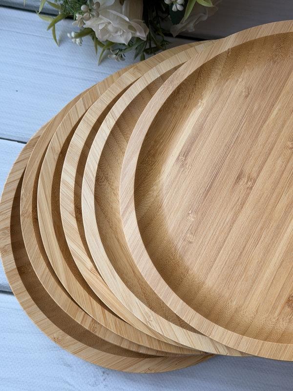 Bambu Penne Yuvarlak Servis Tabak 6'lı 25 Cm