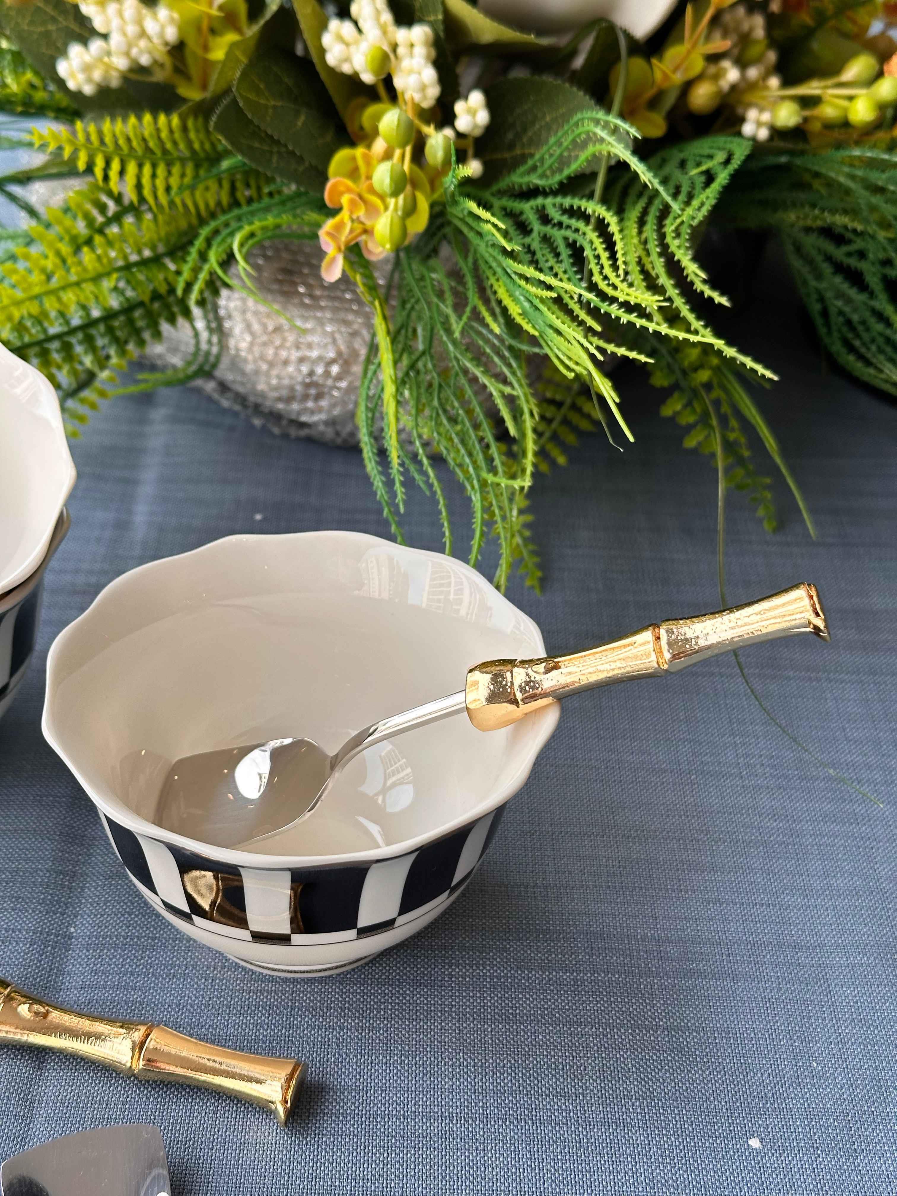 Bambu Saplı Gold Dondurma Kaşık 6'Lı