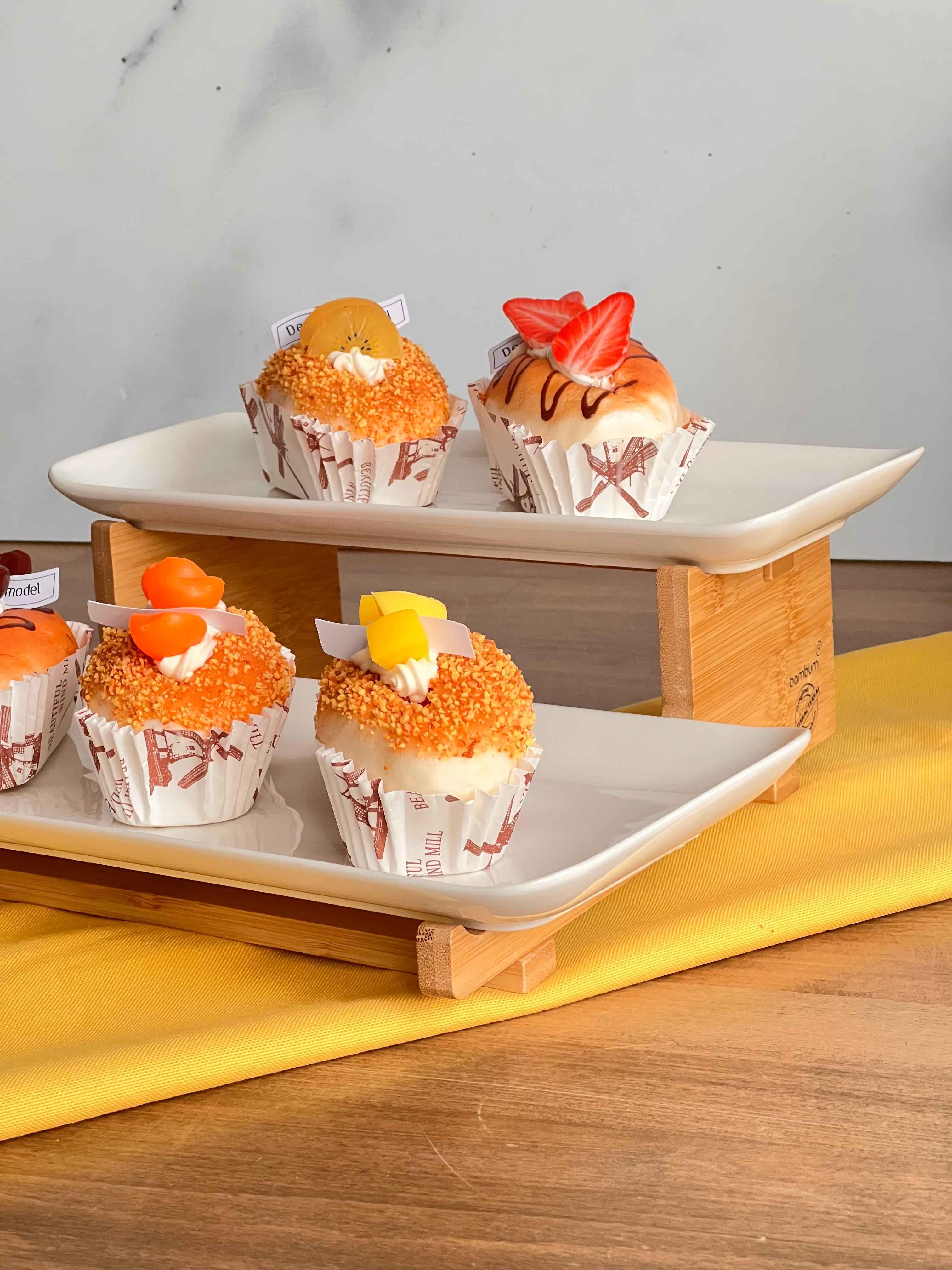 Bambu Standlı 2 Katlı Servis Sunum Seti