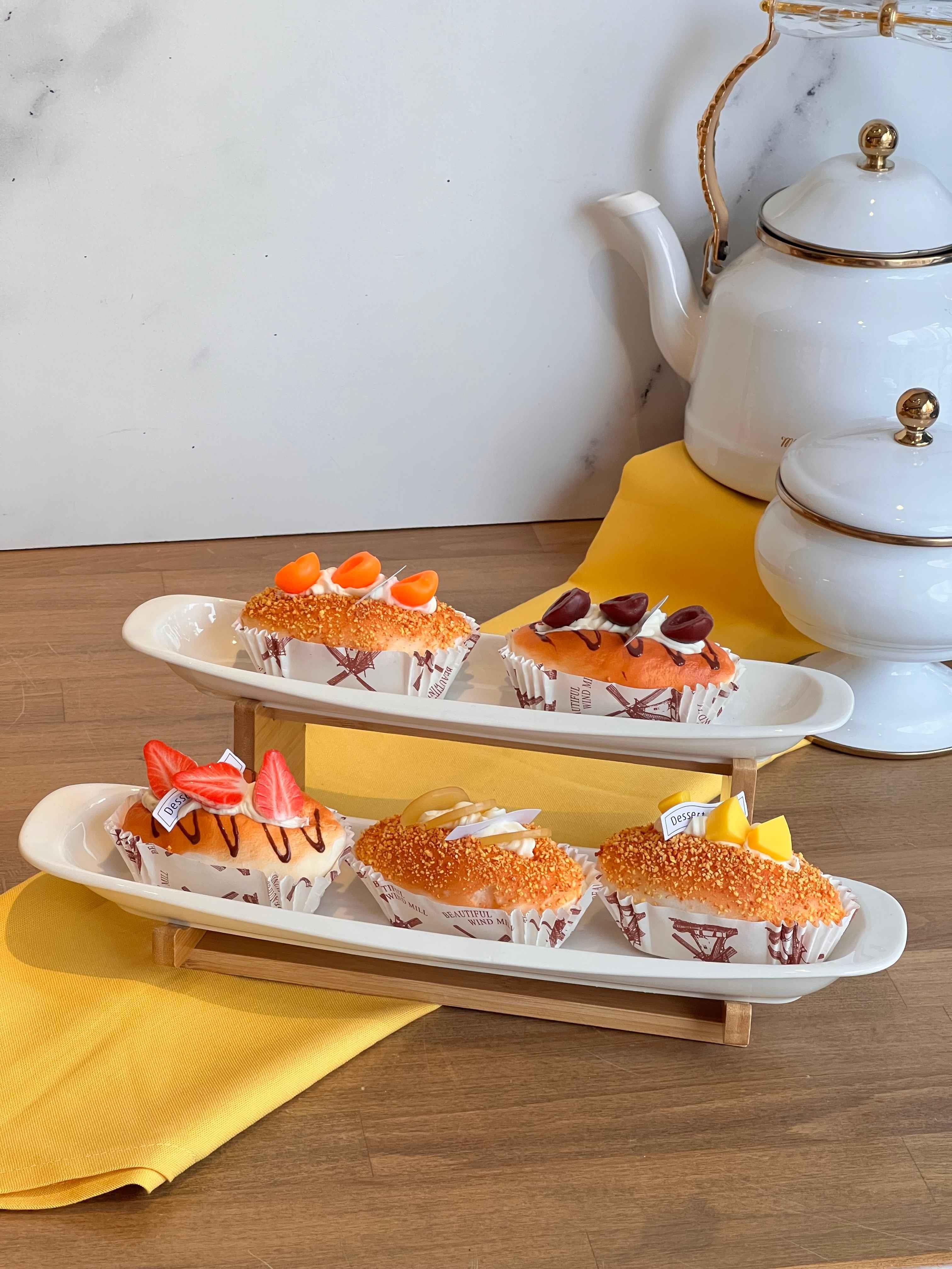 Bambu Standlı 2 Katlı Servis Sunum Seti 3 Prç