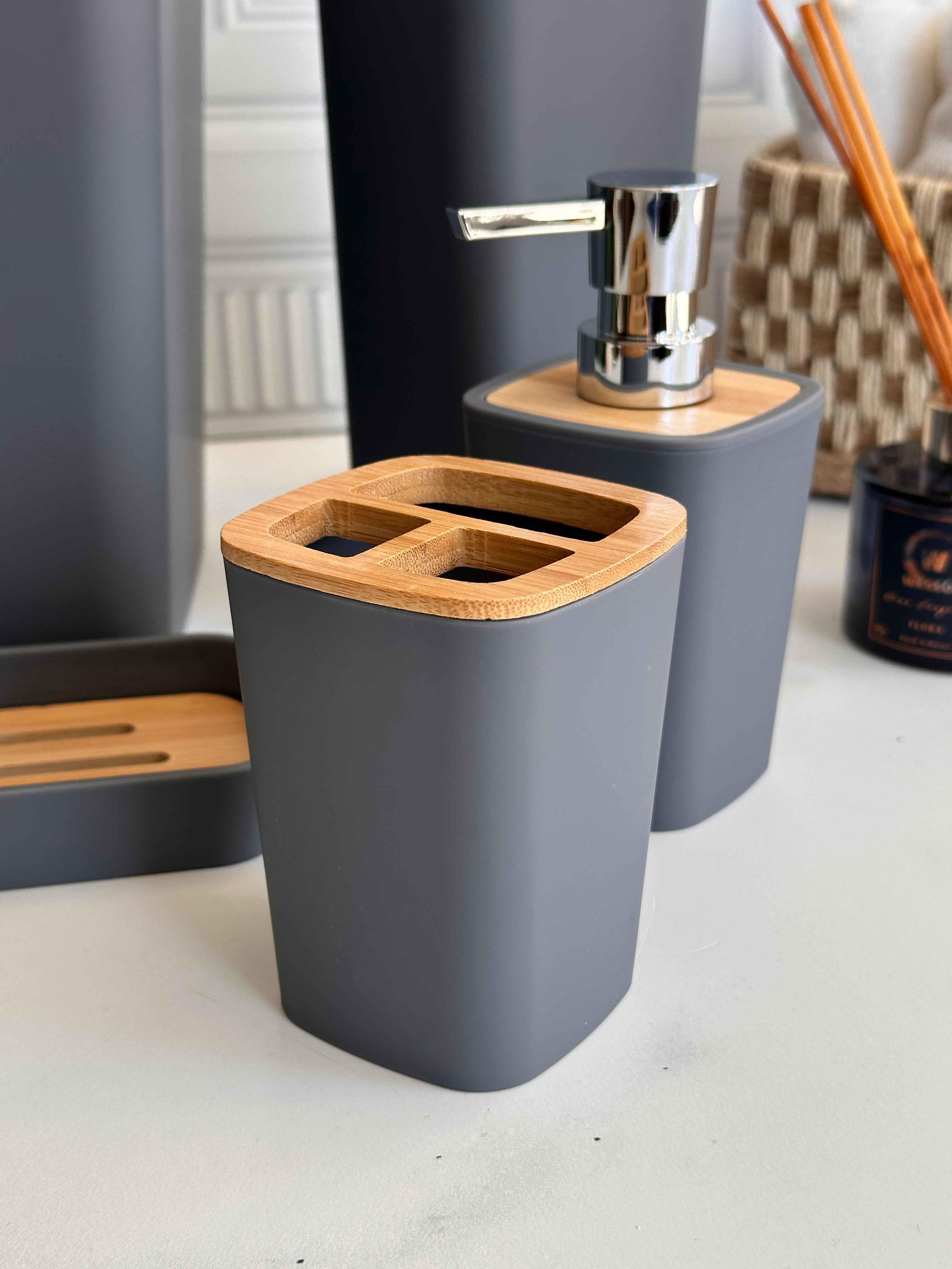 Braga Beige Gray Banyo Seti 5 Parça