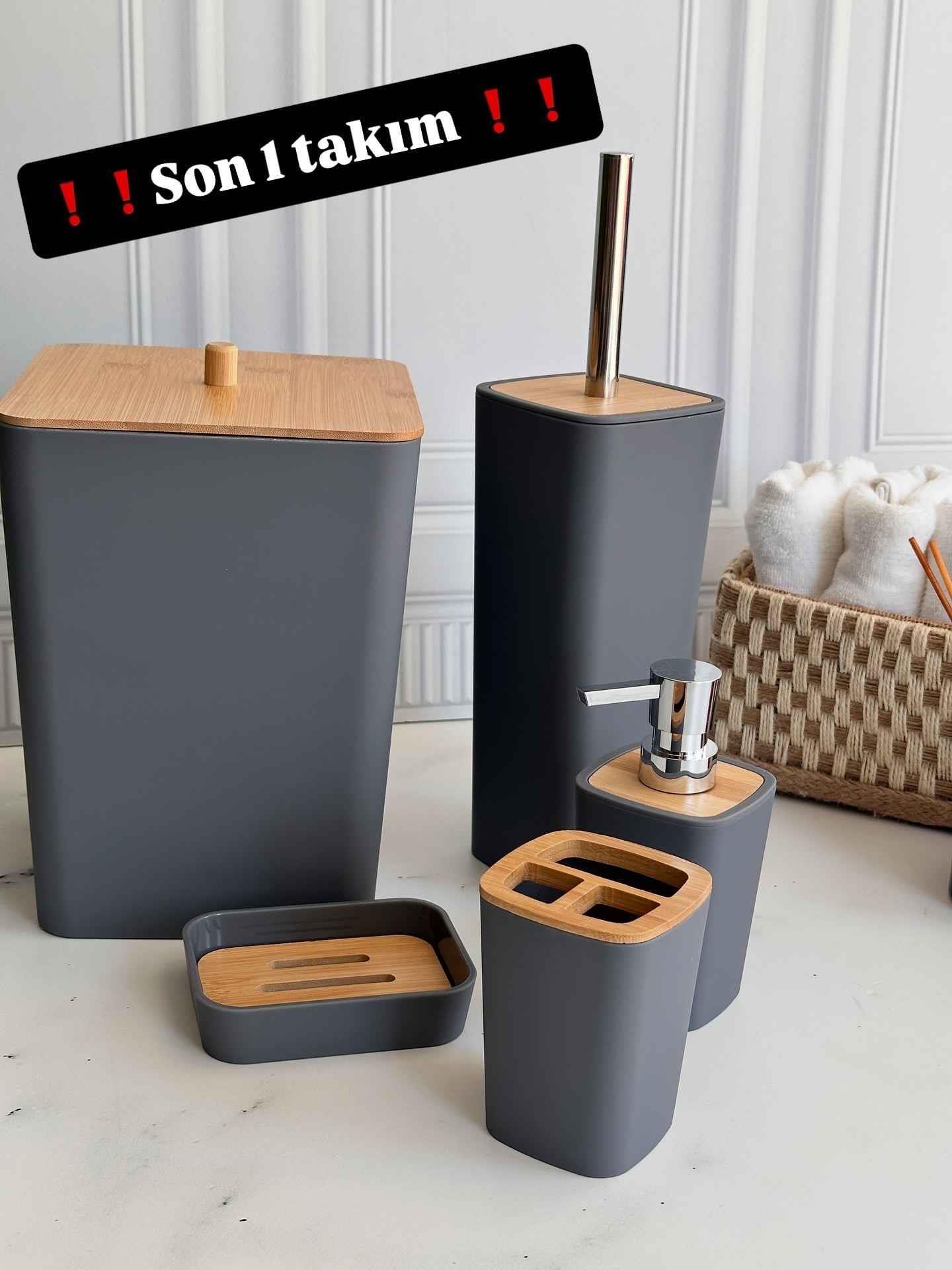 Braga Beige Gray Banyo Seti 5 Parça