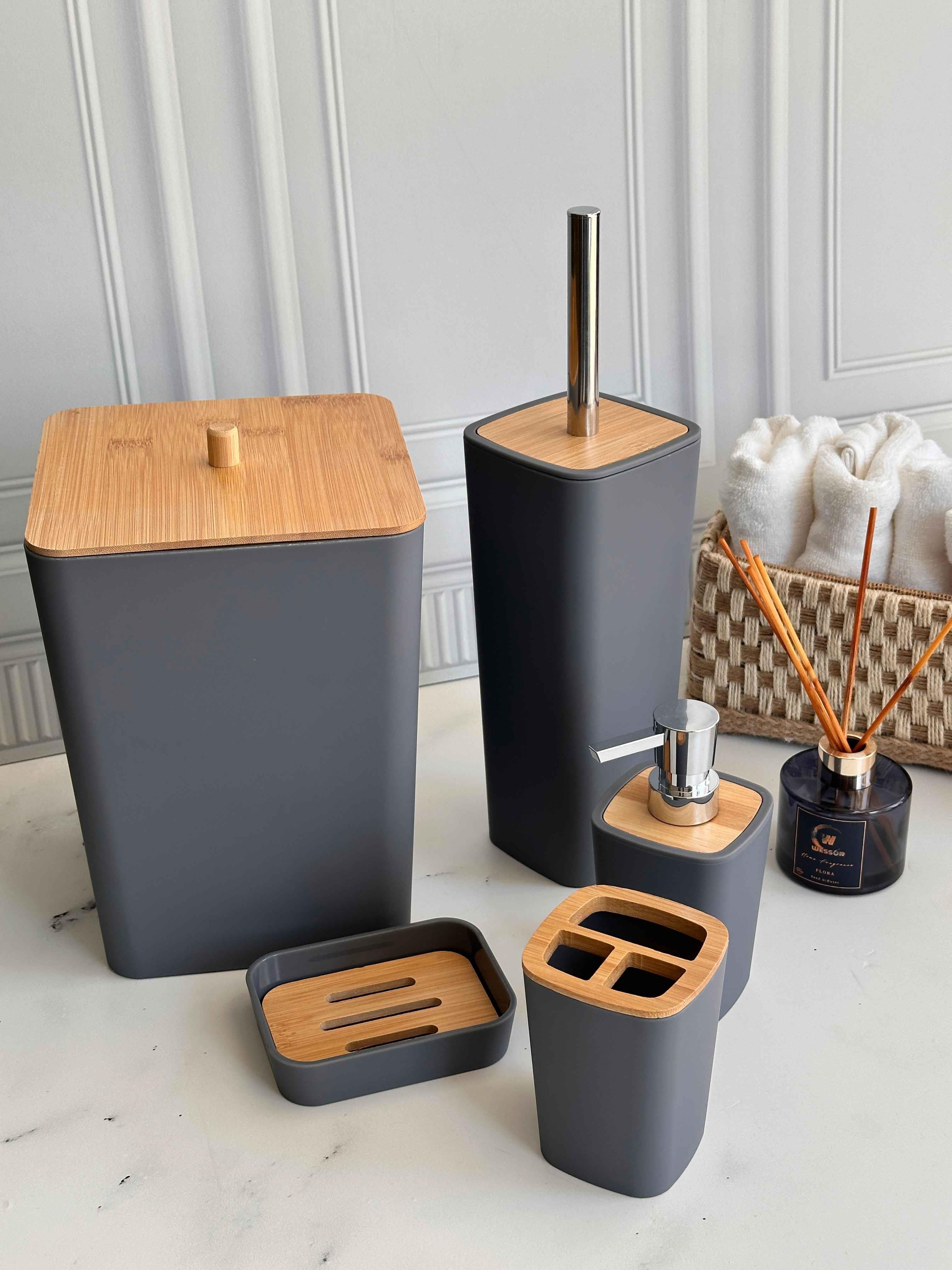 Braga Beige Gray Banyo Seti 5 Parça