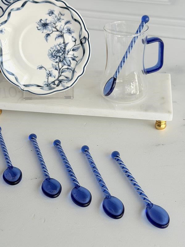 Cam Çay Kaşık 6'lı Luna Blue