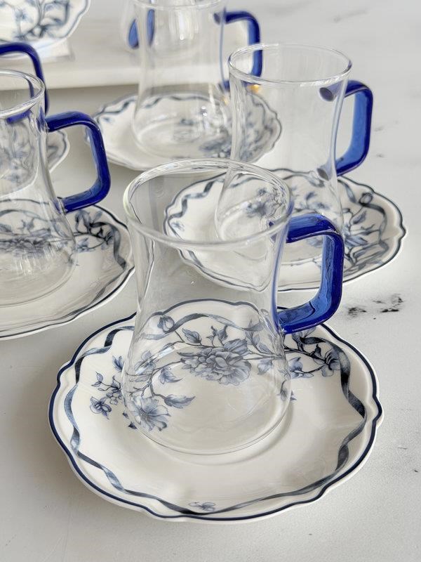 Cam Çay Seti 6'lı 180 ml Luna Blue