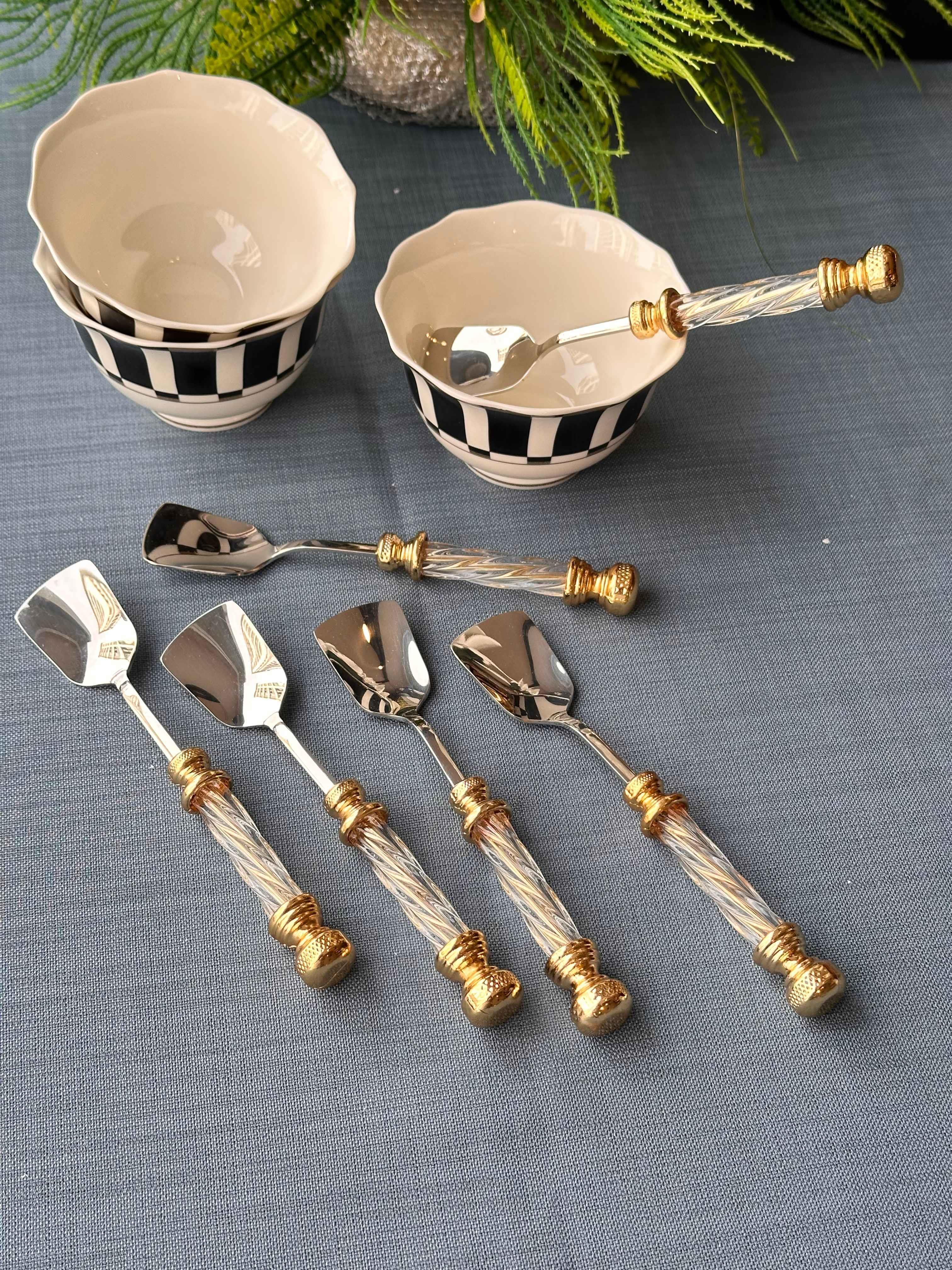 Cam Kulplu Silver Dondurma Kaşık 6'Lı