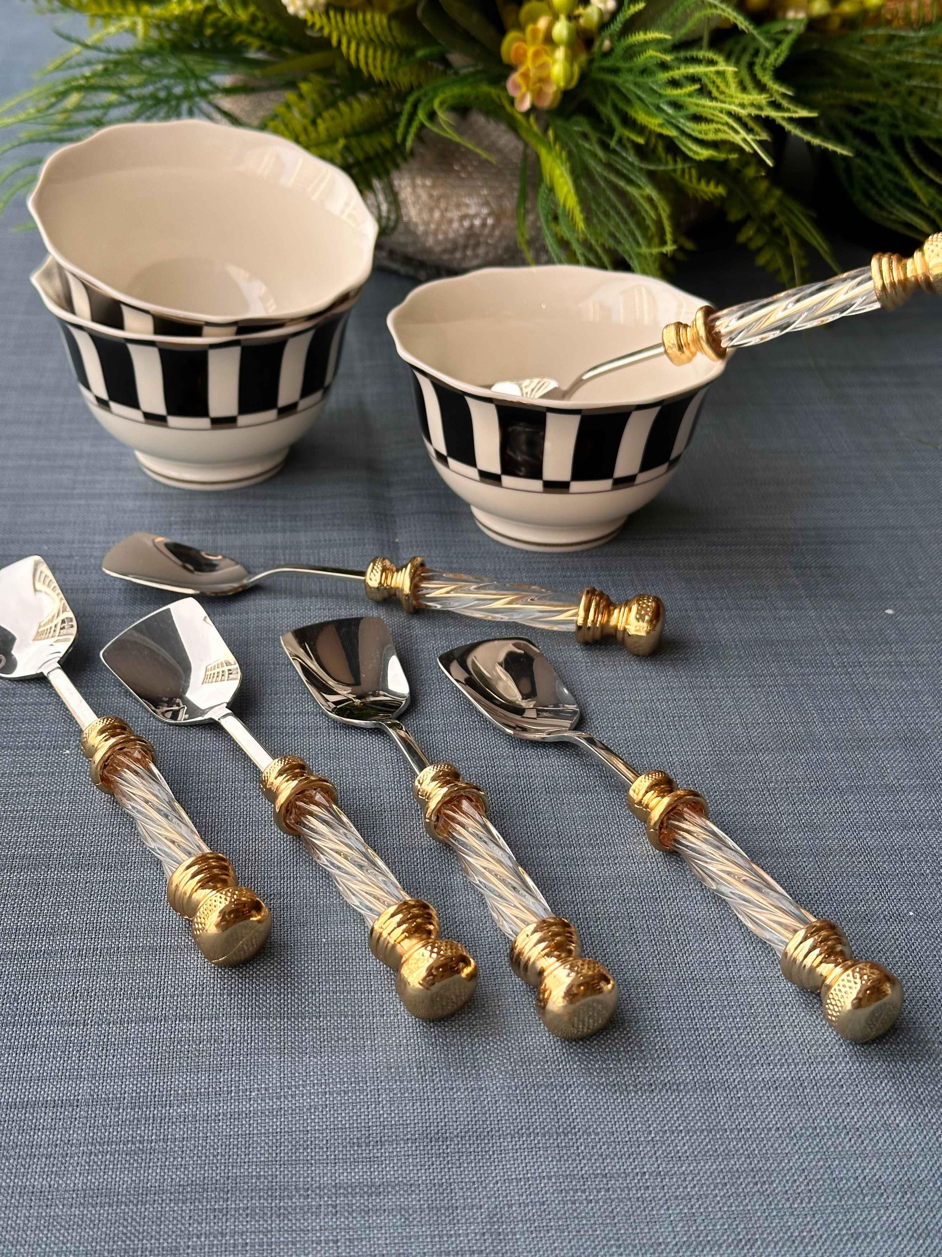 Cam Kulplu Silver Dondurma Kaşık 6'Lı